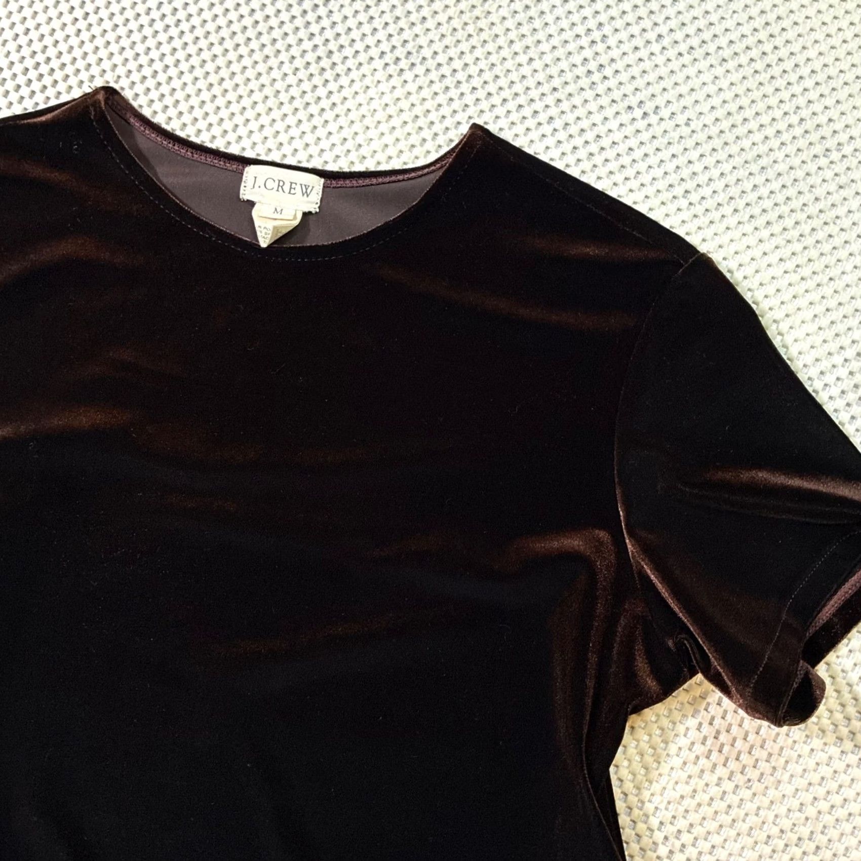 J.Crew EUC J. Crew Brown Velvet Short Sleeve Knee Length Sheath Dress Women's M Size 32" / US 10 / IT 46 - 3 Thumbnail