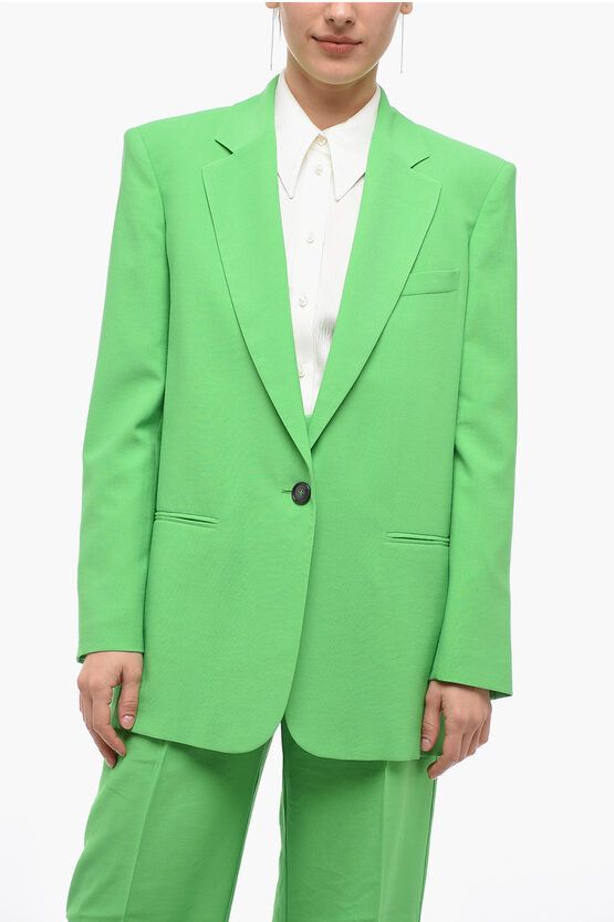 image of The Andamane Oversized Guia Blazer With Welt Pockets in Green, Women's (Size Medium)
