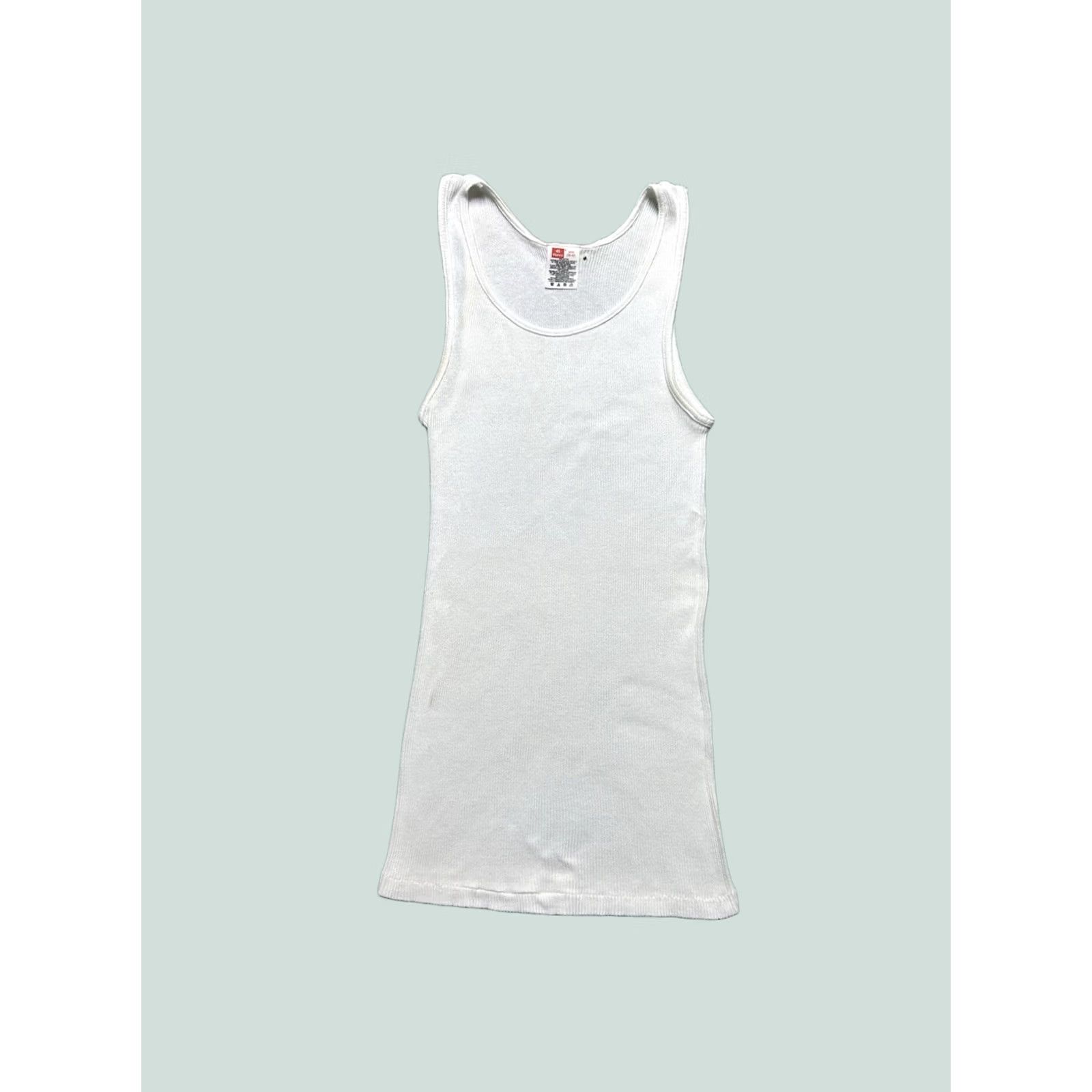 Hanes VINTAGE Hanes ribbed tank top beater shirt Beach Sleeveless Medium Shirt Mens White Cotton T-Shirt Size US M / EU 48-50 / 2 - 1 Thumbnail