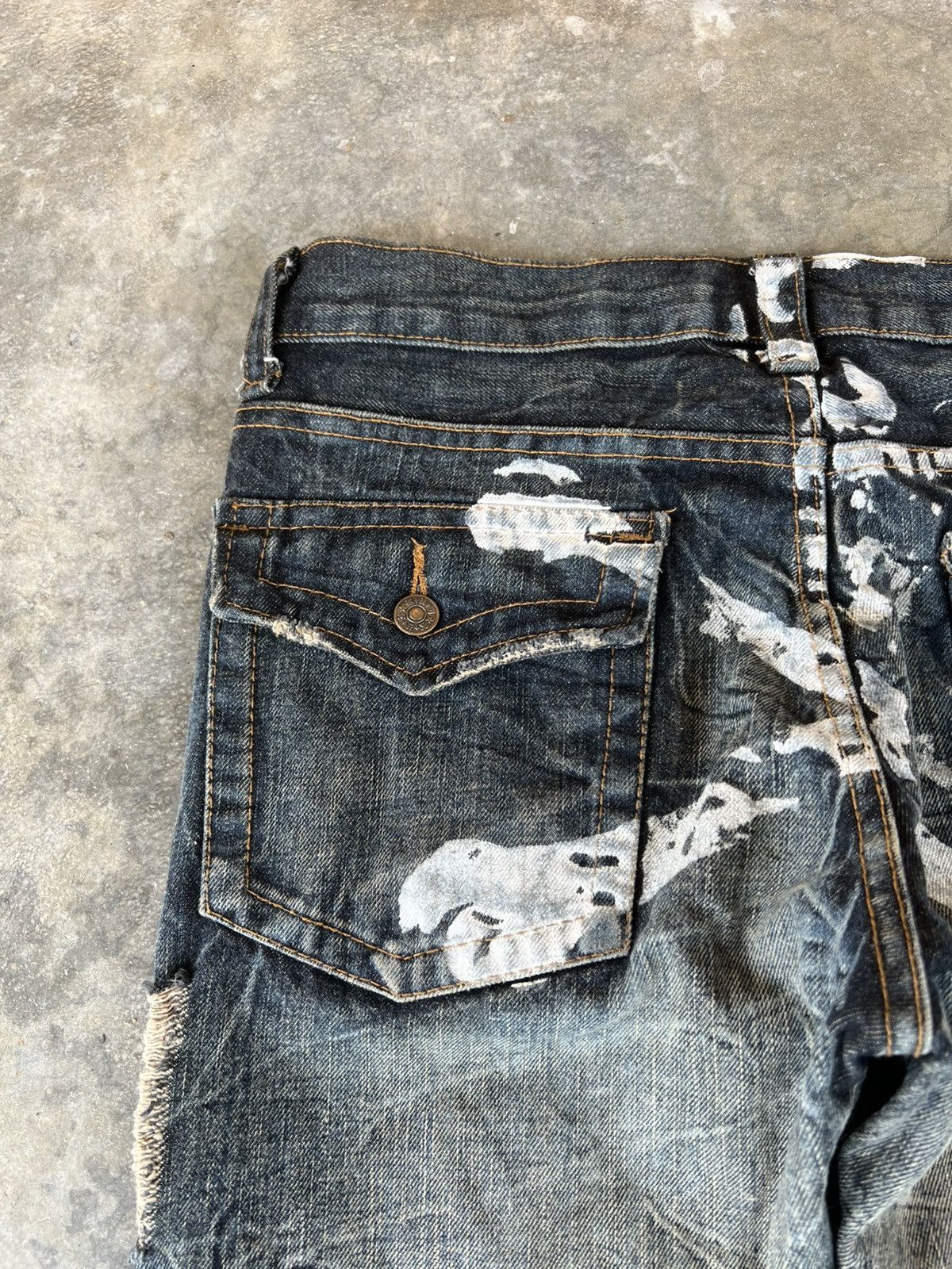 Japanese Brand K.U.I BONES DISTRESSED CLAW JEANS VERY RARE Size US 33 - 15 Thumbnail