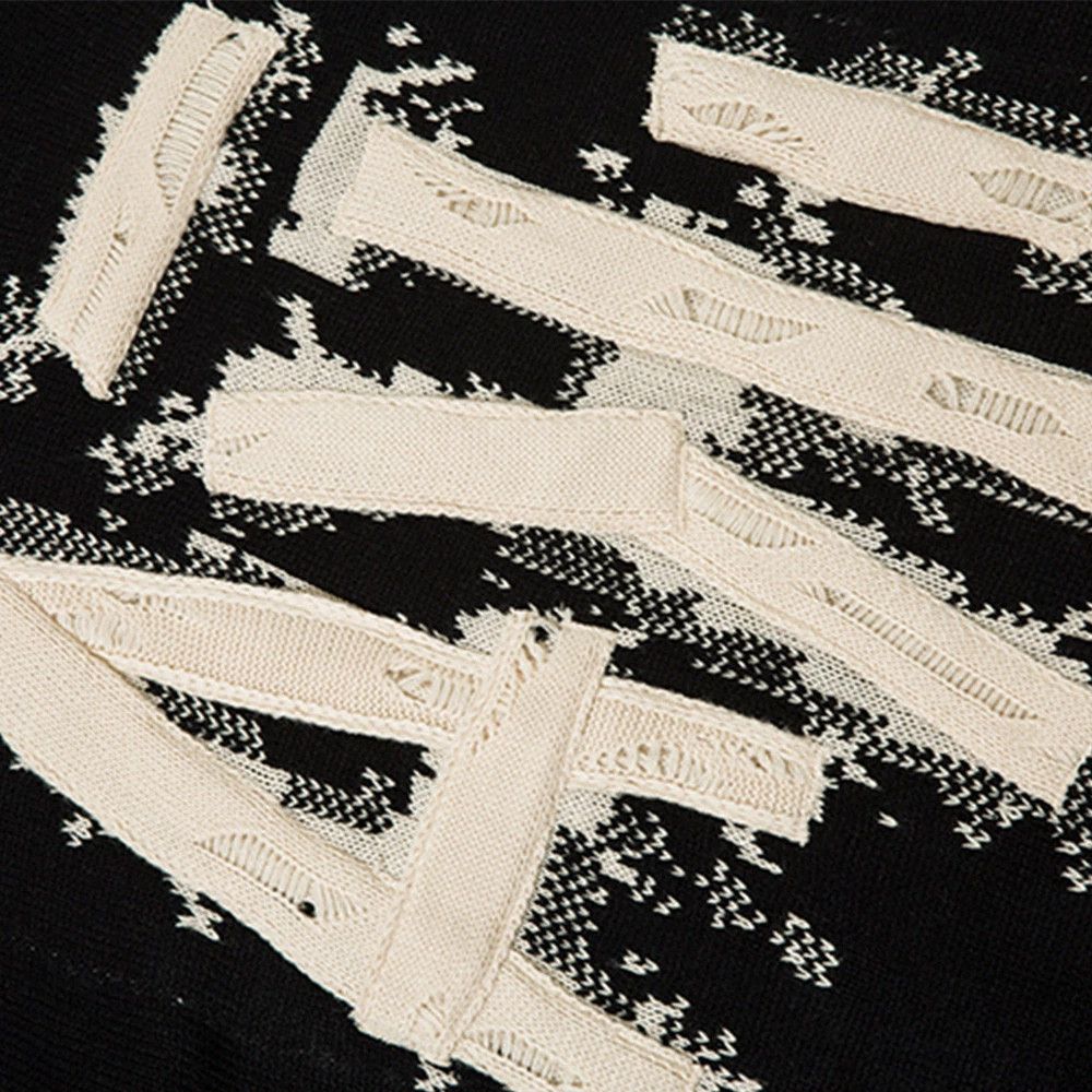 Vintage Men's washed vintage street knitted letter loose sweater Size US M / EU 48-50 / 2 - 4 Thumbnail
