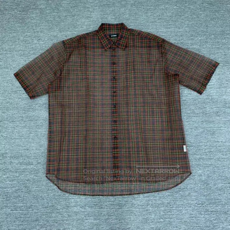 Raf Simons Raf Simons Red bubble gauze plaid shirt with short sleeves Size US S / EU 44-46 / 1 - 2 Thumbnail