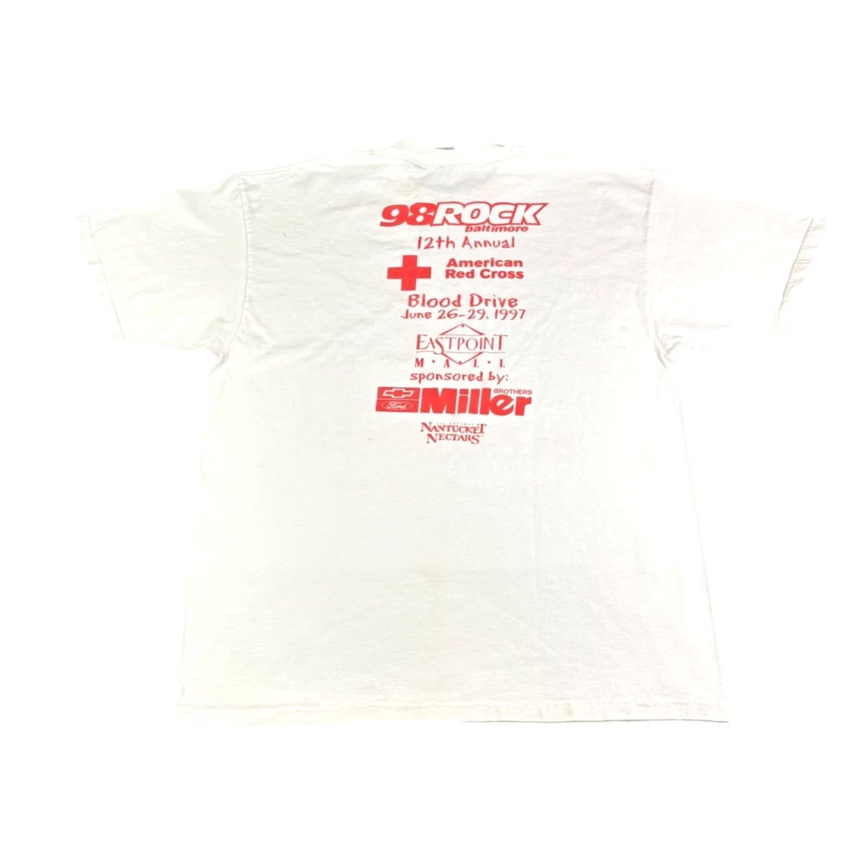 Delta VINTAGE 1990s Baltimore Blood Drive Shirt Mens XL White Delta Pro Weight Grunge Graphic Tee Size US XL / EU 56 / 4 - 2 Thumbnail