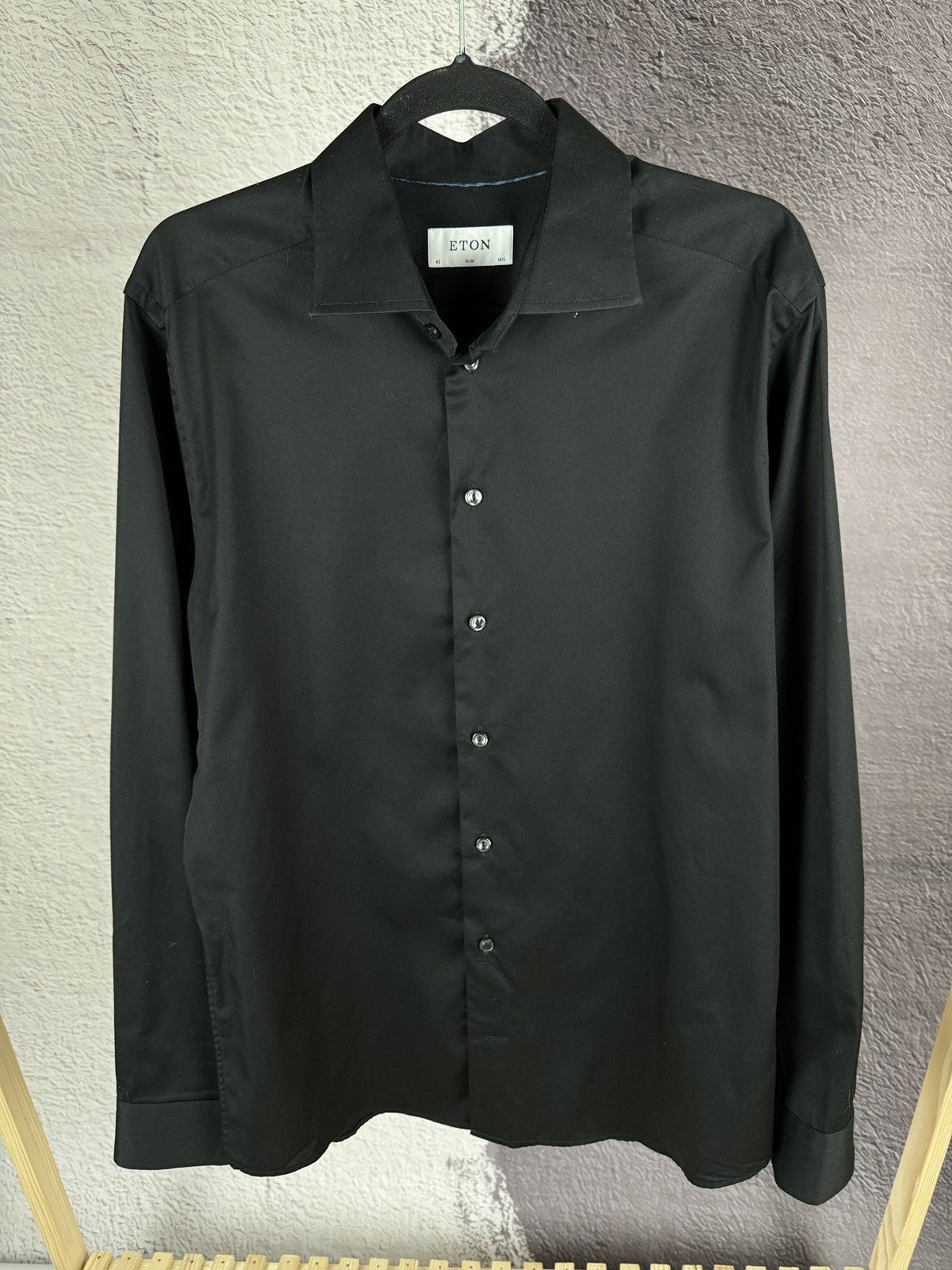 Eton ETON black basic long sleeve shirt size 42 Size US L / EU 52-54 / 3 - 2 Thumbnail