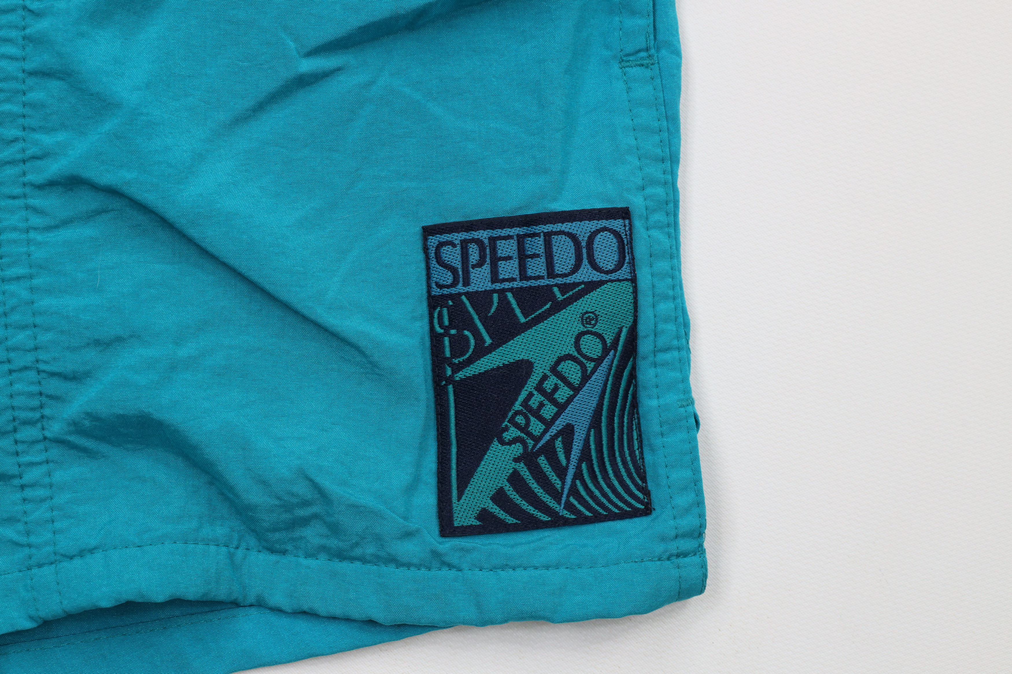 Speedo × Vintage Vintage 90s Speedo Lined Above Knee Shorts Trunks Blue Nylon Size US 36 / EU 52 - 5 Thumbnail