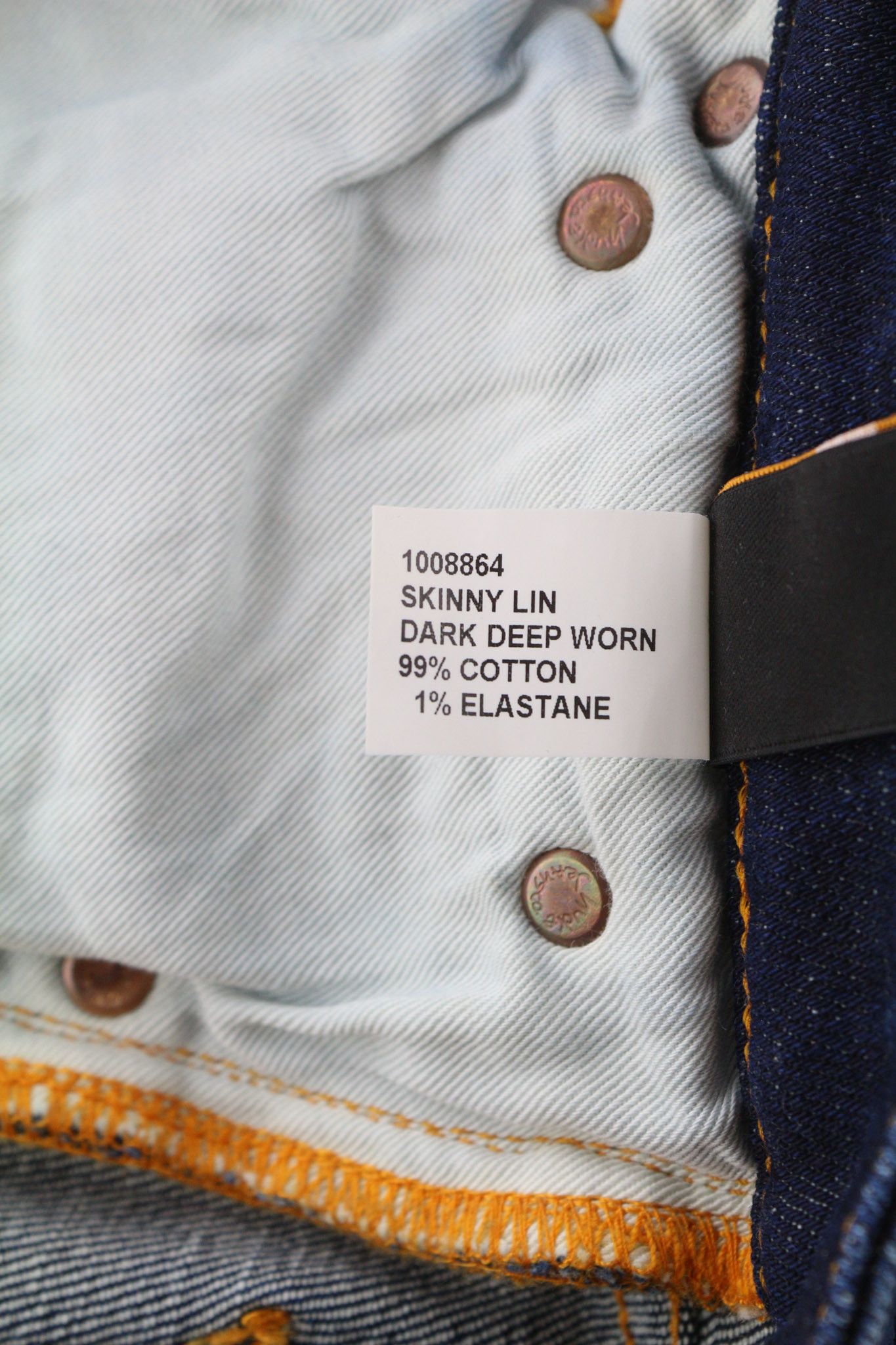 Nudie Jeans SKINNY LIN W26/L32 Dark Deep Worn Zip Washed Denim 81624 Size 26" / US 2 / IT 38 - 7 Thumbnail