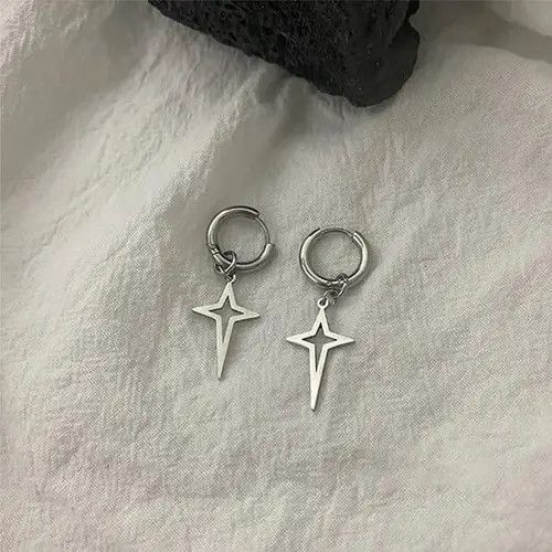 The Cast 925 Silver Plated Cross Star Drop Earrings for Men Women Size ONE SIZE - 1 Thumbnail