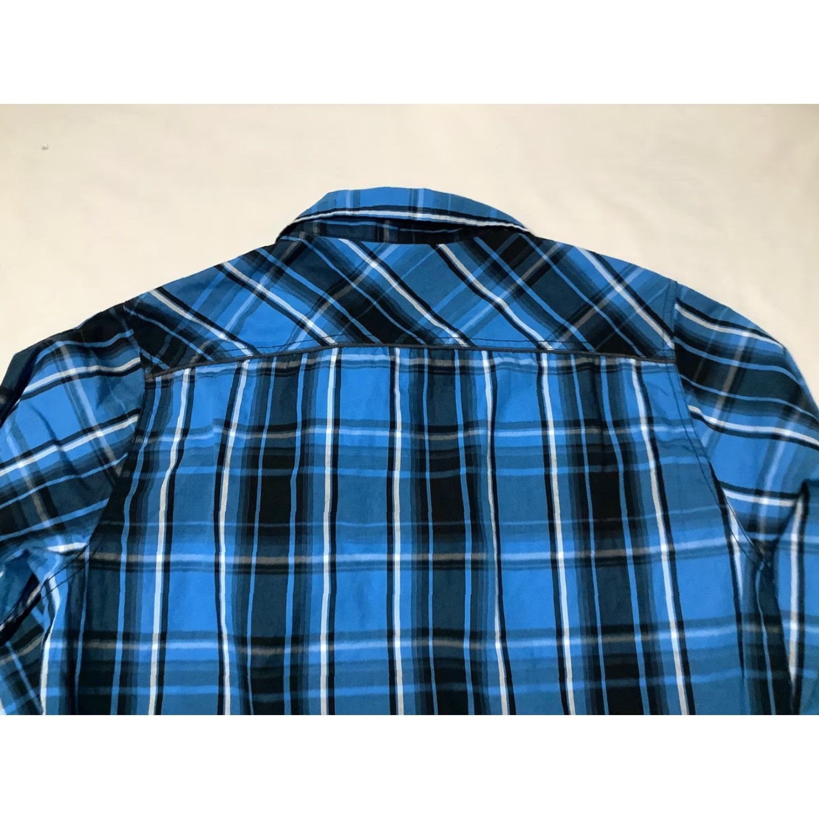 Toy Machine Machine Shirt Mens Large Blue Black Plaid Button Up Western Pearl Snap Pockets Size US L / EU 52-54 / 3 - 7 Thumbnail