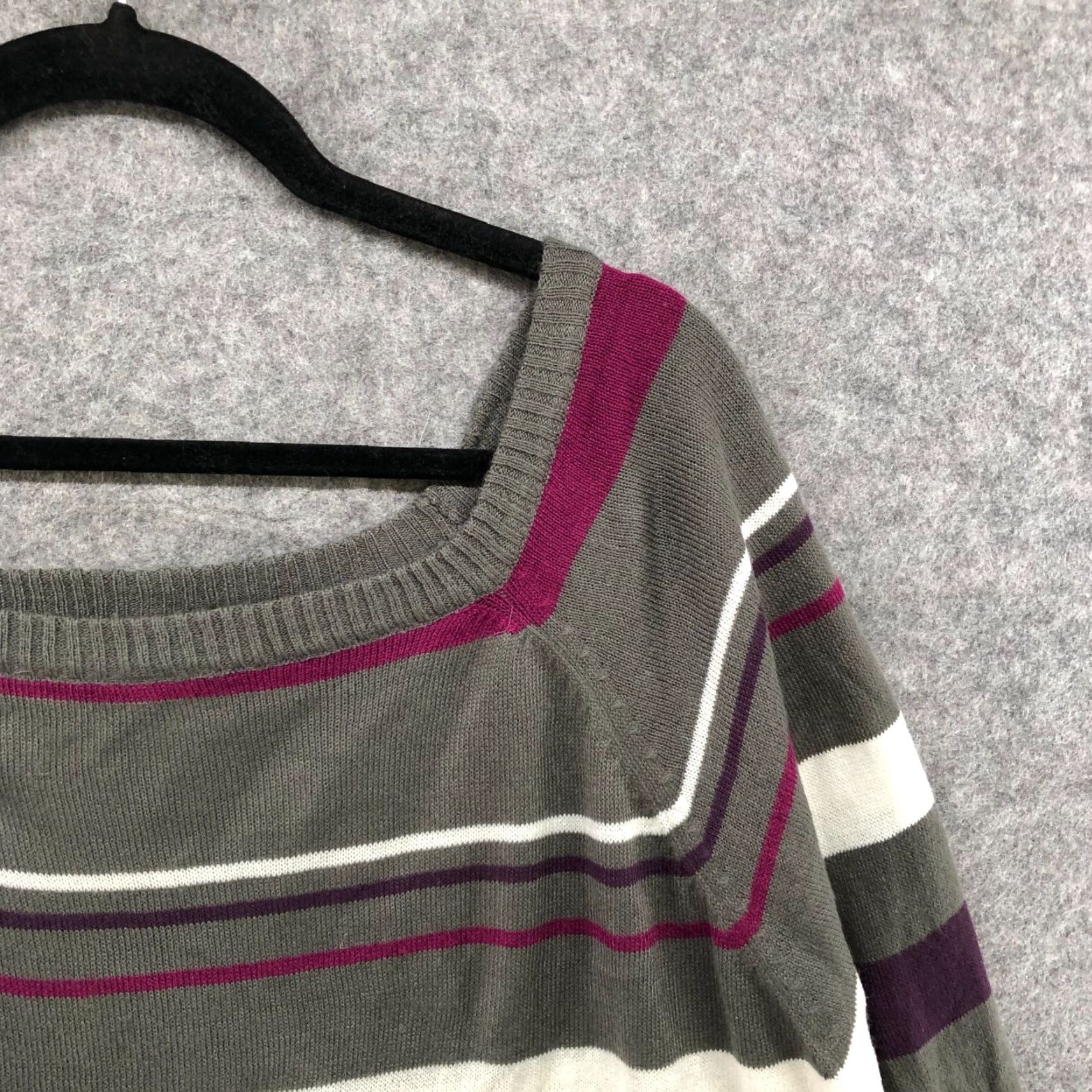 Vintage VINTAGE Extra Touch Plus Size 3X Gray Striped Pullover Tunic Sweater Long Sleeve Square Neck Womens Size XXL / US 16-18 / IT 52-54 - 7 Thumbnail