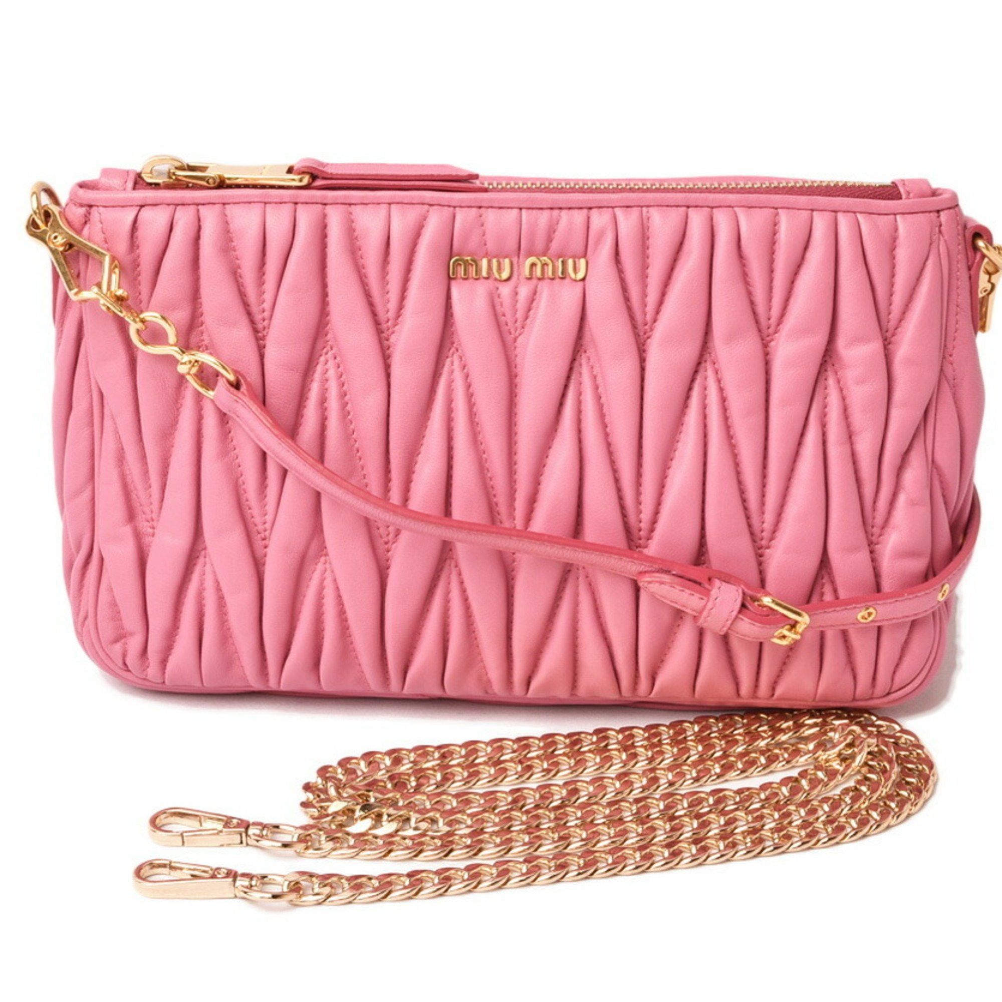 Miu Miu Miu Shoulder Bag Clutch Pouch 3Way Miumiu Matelasse' Matelasse 5Bc892 Fuxia Fuchsia, Women's