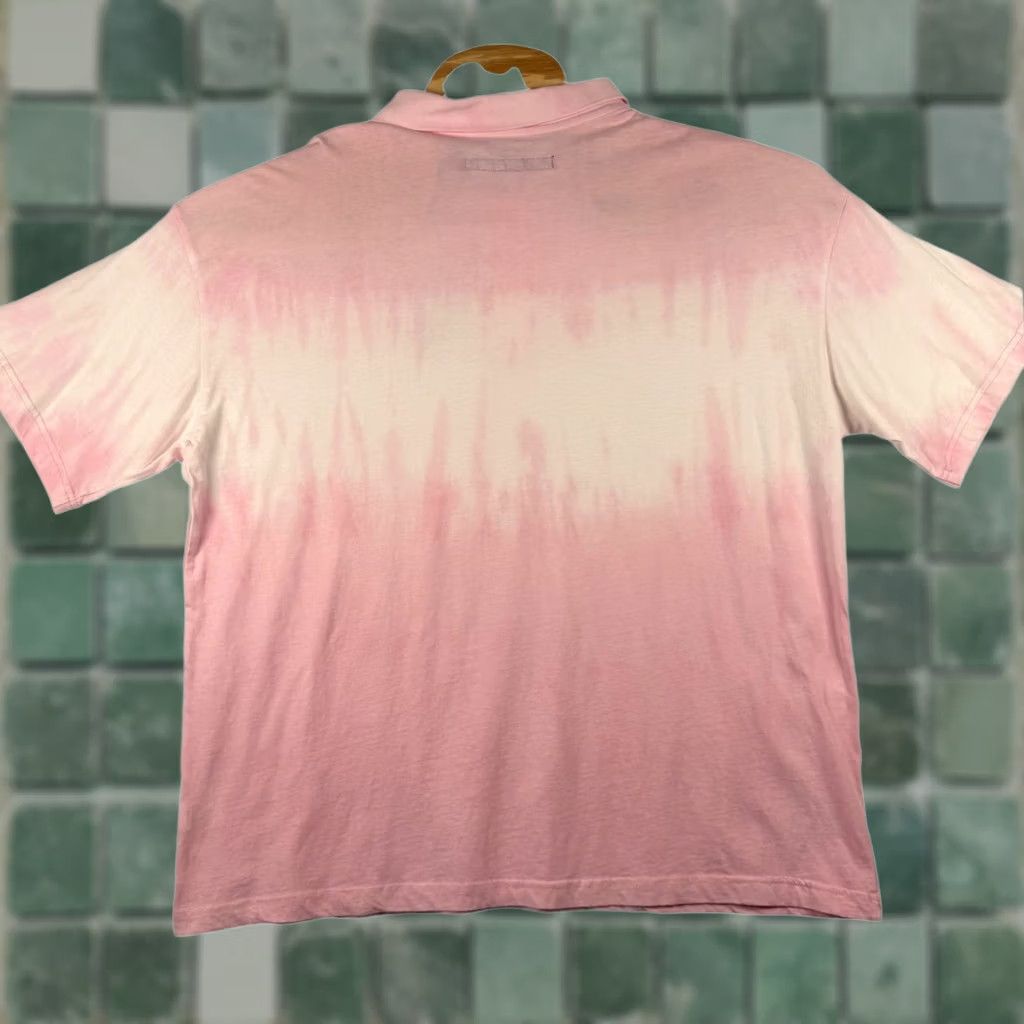 ASH Edgar + Ash Polo Shirt Mens L Pink White Tie-Dye Dip-Dye Ombre 100% Cotton Short Sleeve Collared Button NWT Size US L / EU 52-54 / 3 - 1 Thumbnail