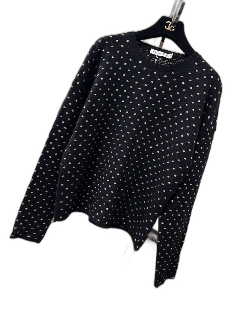 Dior Dior Black Gold Embroidered Knit Top Size M / US 6-8 / IT 42-44 - 1 Thumbnail