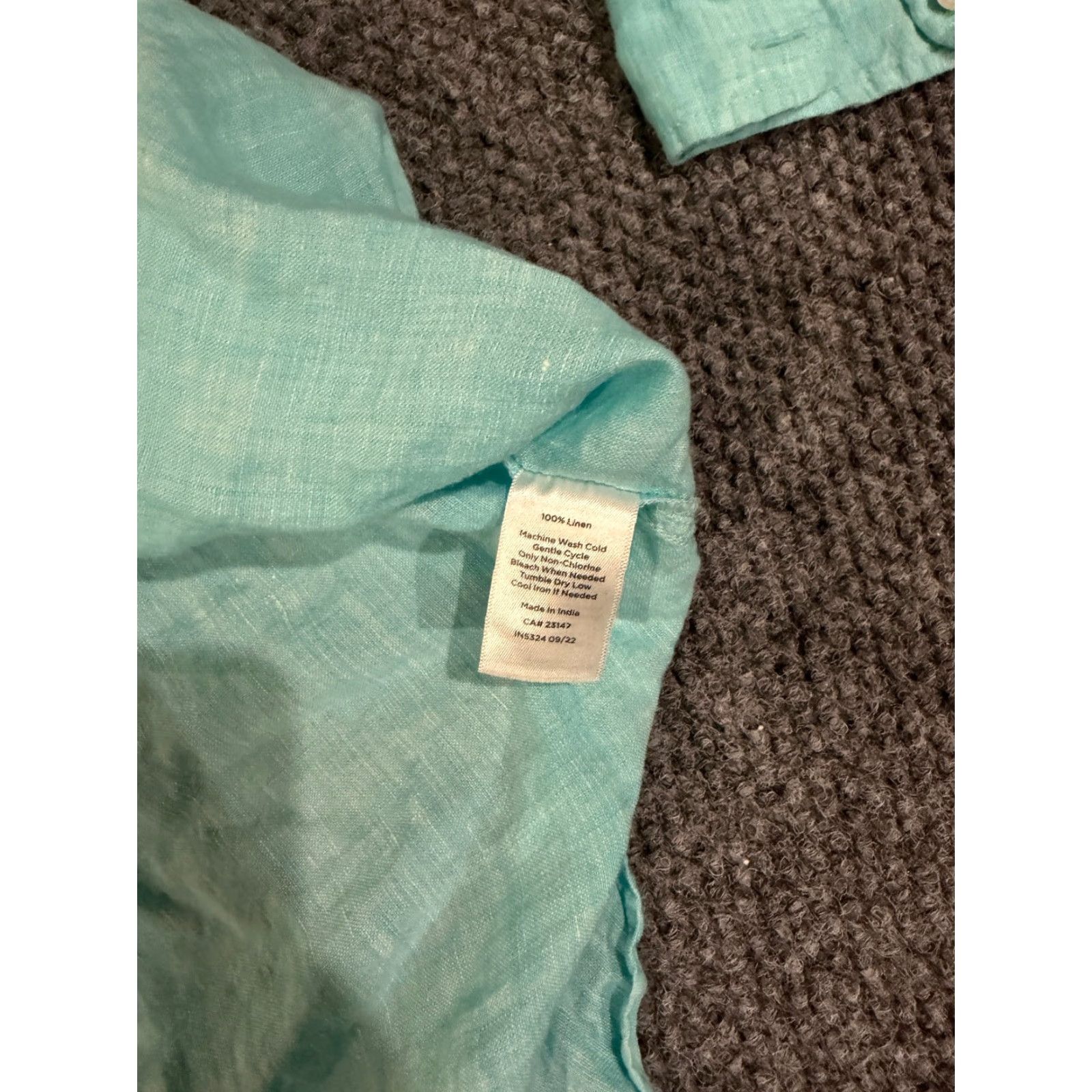 Talbots Talbots Button Front Shirt Womens Petite Large Green Linen Long Sleeve Casual Blouse Size L / US 10 / IT 46 - 5 Thumbnail