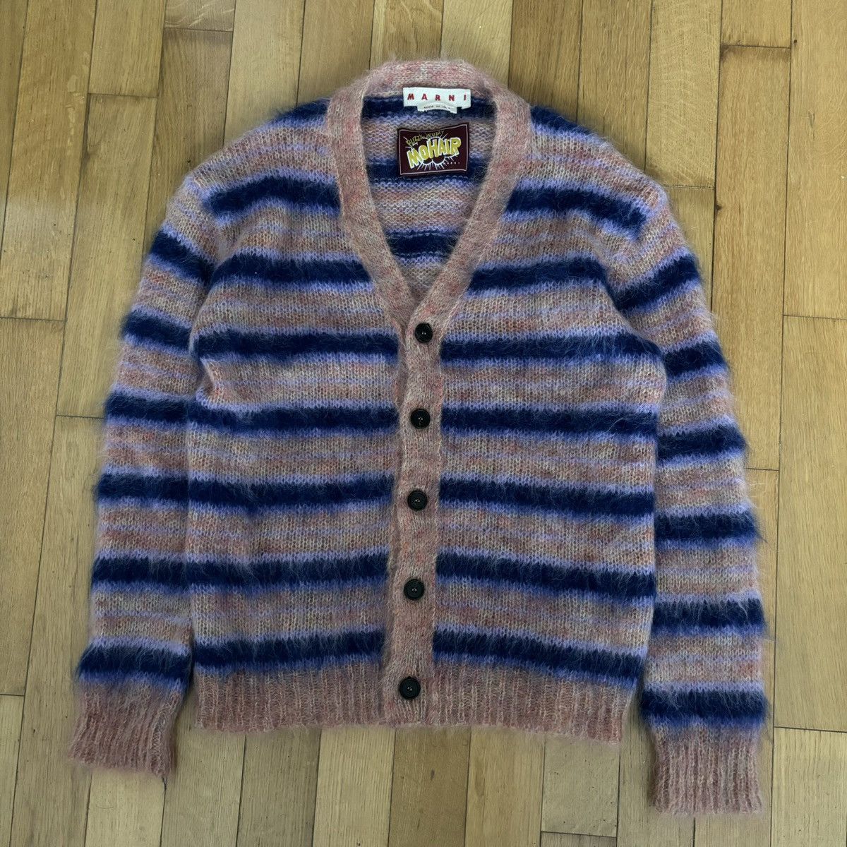 image of Marni Pink & Purple Striped Cardigan, Men's (Size Small)