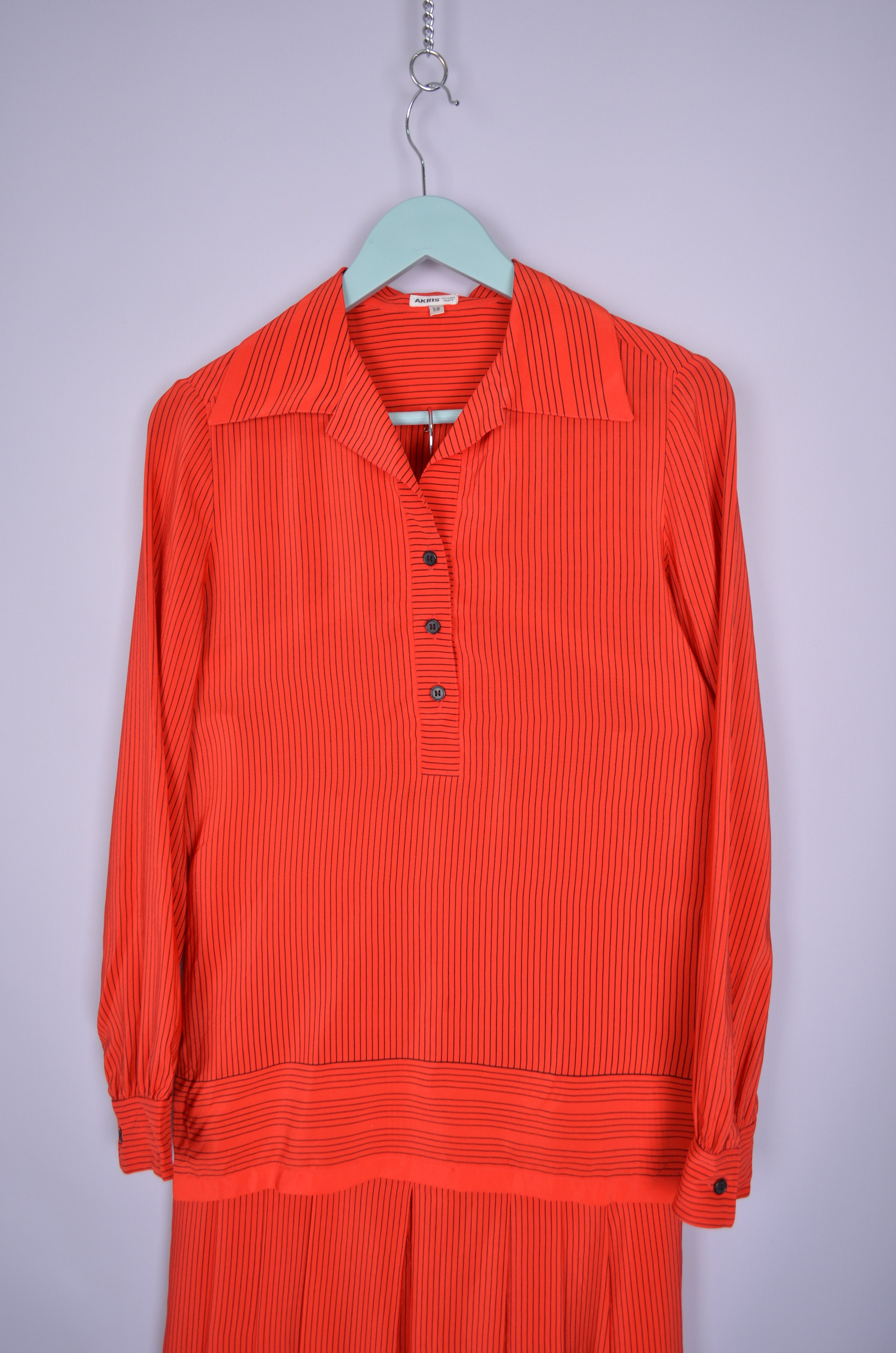Akris × Designer Akris Feldpausch 100% Silk Stripe Suit Blouse Skirt Size 38 Size M / US 6-8 / IT 42-44 - 2 Thumbnail