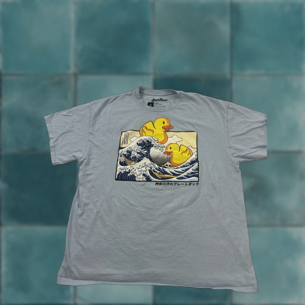 Threadless Threadless Shirt Mens XL Blue Great Wave Duck Graphic Kooky Love Funny Tee Size US XL / EU 56 / 4 - 1 Thumbnail