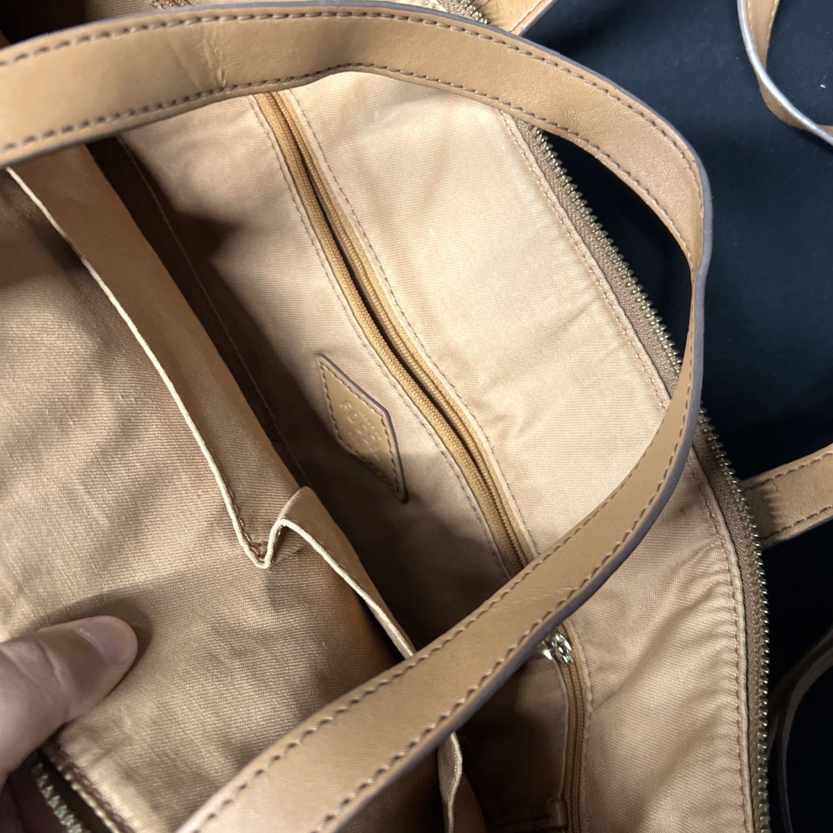 Fossil Fossil Tote Bag Blue Exterior Striped Coated Fabric Large Zip Tote Woman's Fossil Bag Accessories Size ONE SIZE - 5 Thumbnail