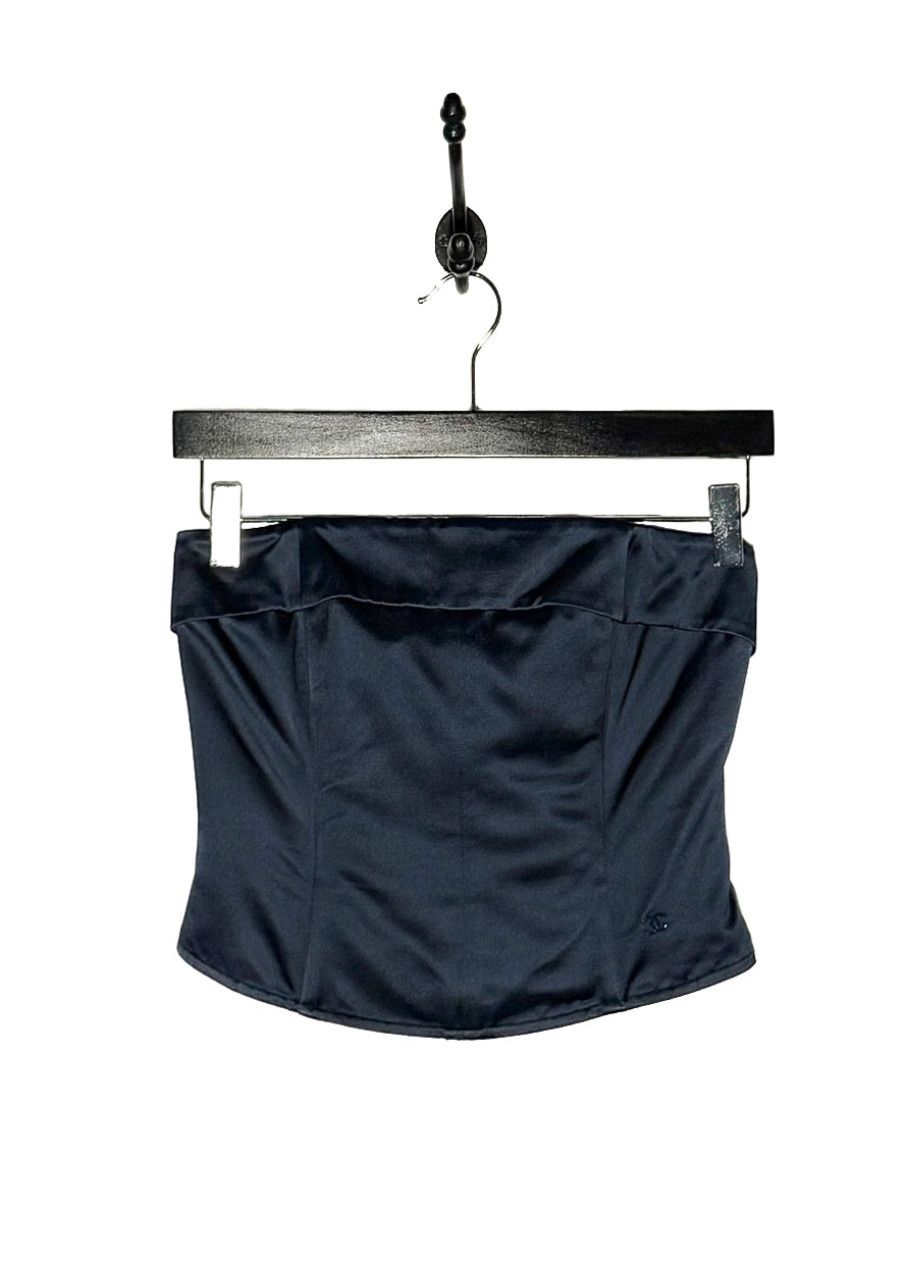 Chanel Chanel C08 Navy Blue Silk Satin Corset Top Size XS / US 0-2 / IT 36-38 - 1 Thumbnail