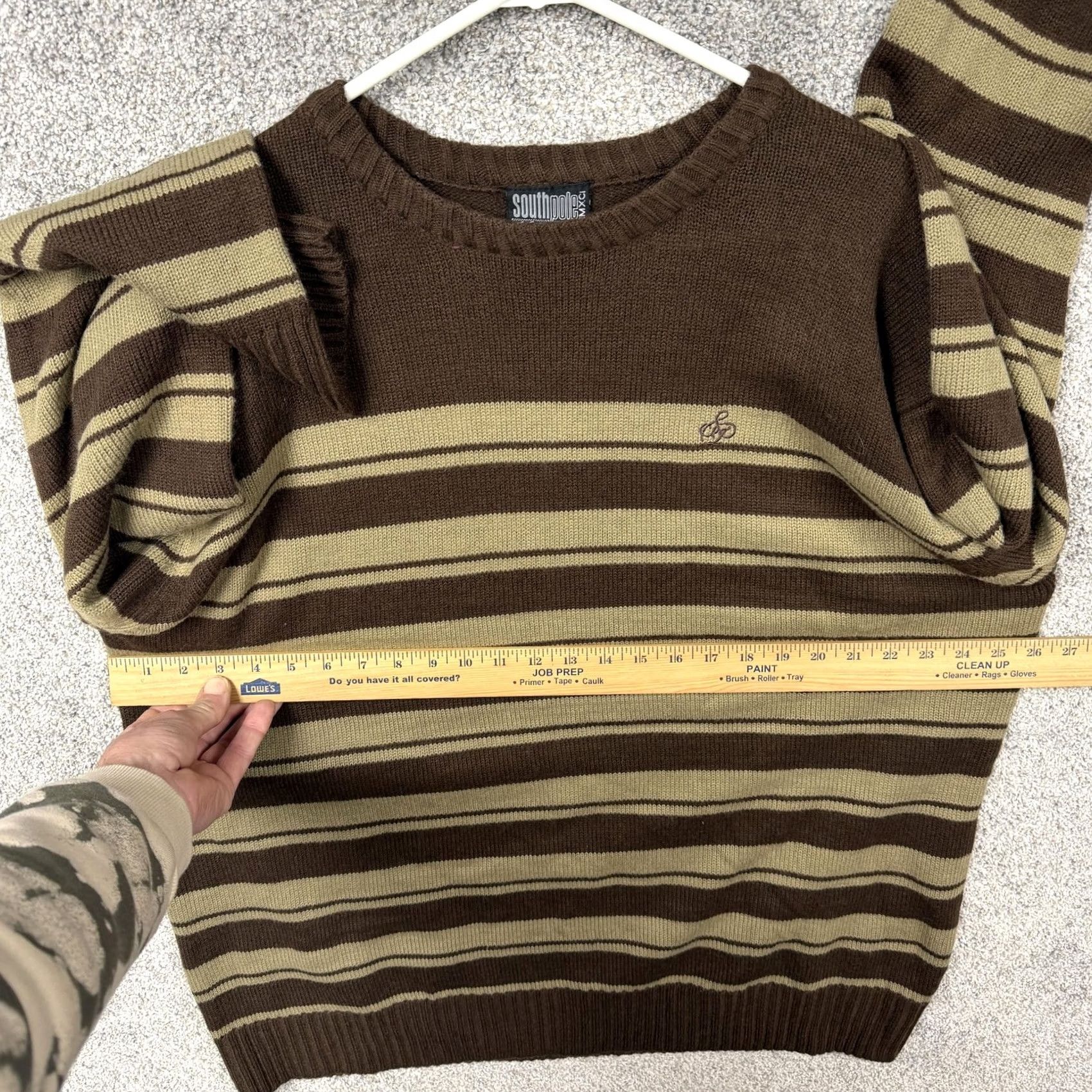 Southpole VINTAGE Southpole Sweater Shirt Mens 6XL Brown Tan Striped Crew Neck Knit Hip Hop Streetwear Y2K Grunge 90s Size US XXL / EU 58 / 5 - 4 Thumbnail