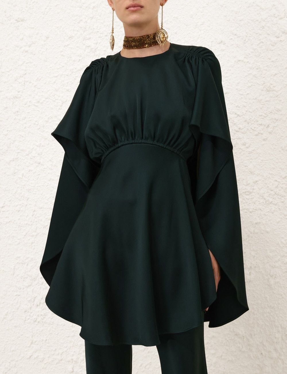 Zimmermann oc11z0925 Eden Cascading Mini Dress in Bottle Green Size XS / US 0-2 / IT 36-38 - 2 Thumbnail