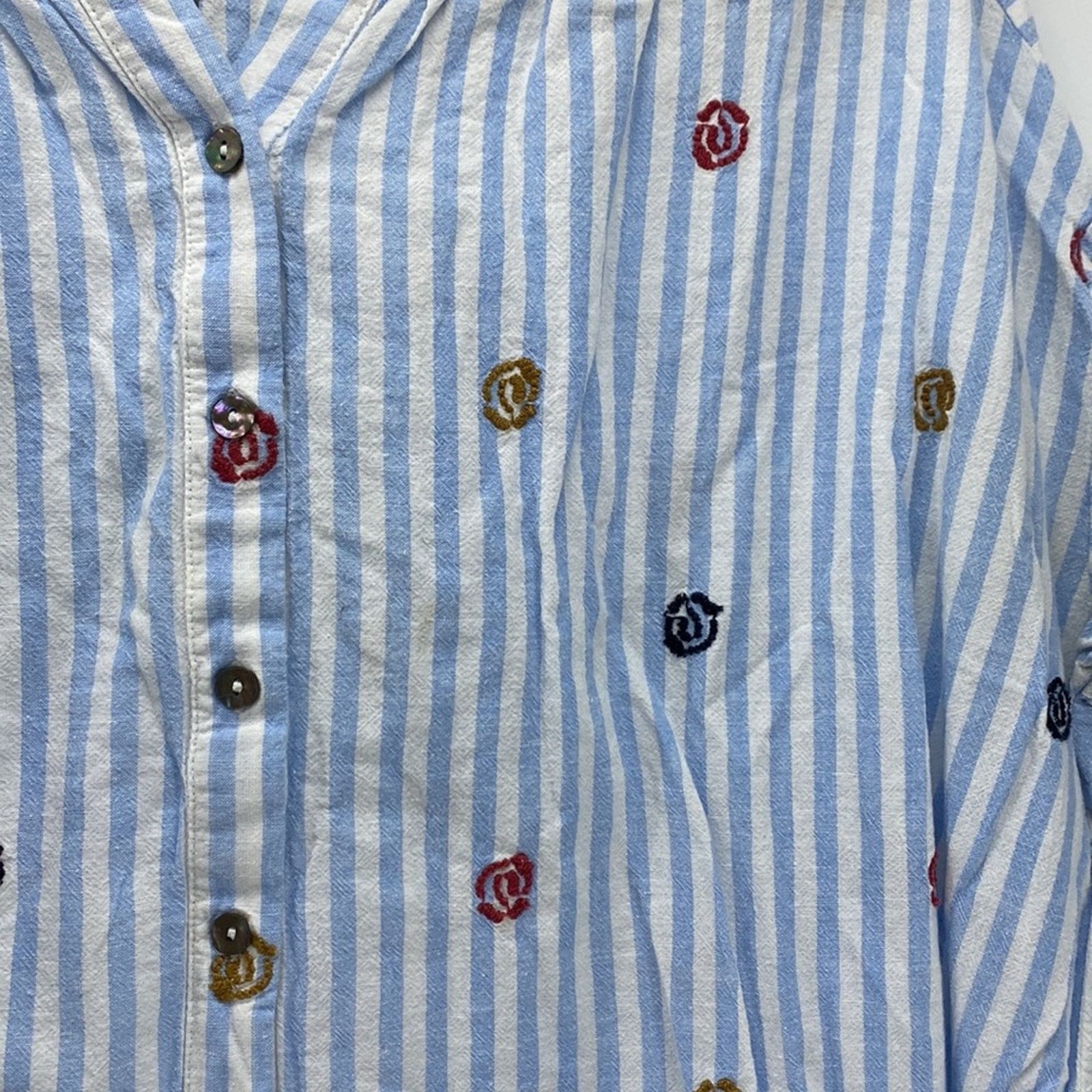 Anthropologie ANTHROPOLOGIE Akemi + Kim Adela Striped Blouse Embroidered Size S / US 4 / IT 40 - 4 Thumbnail