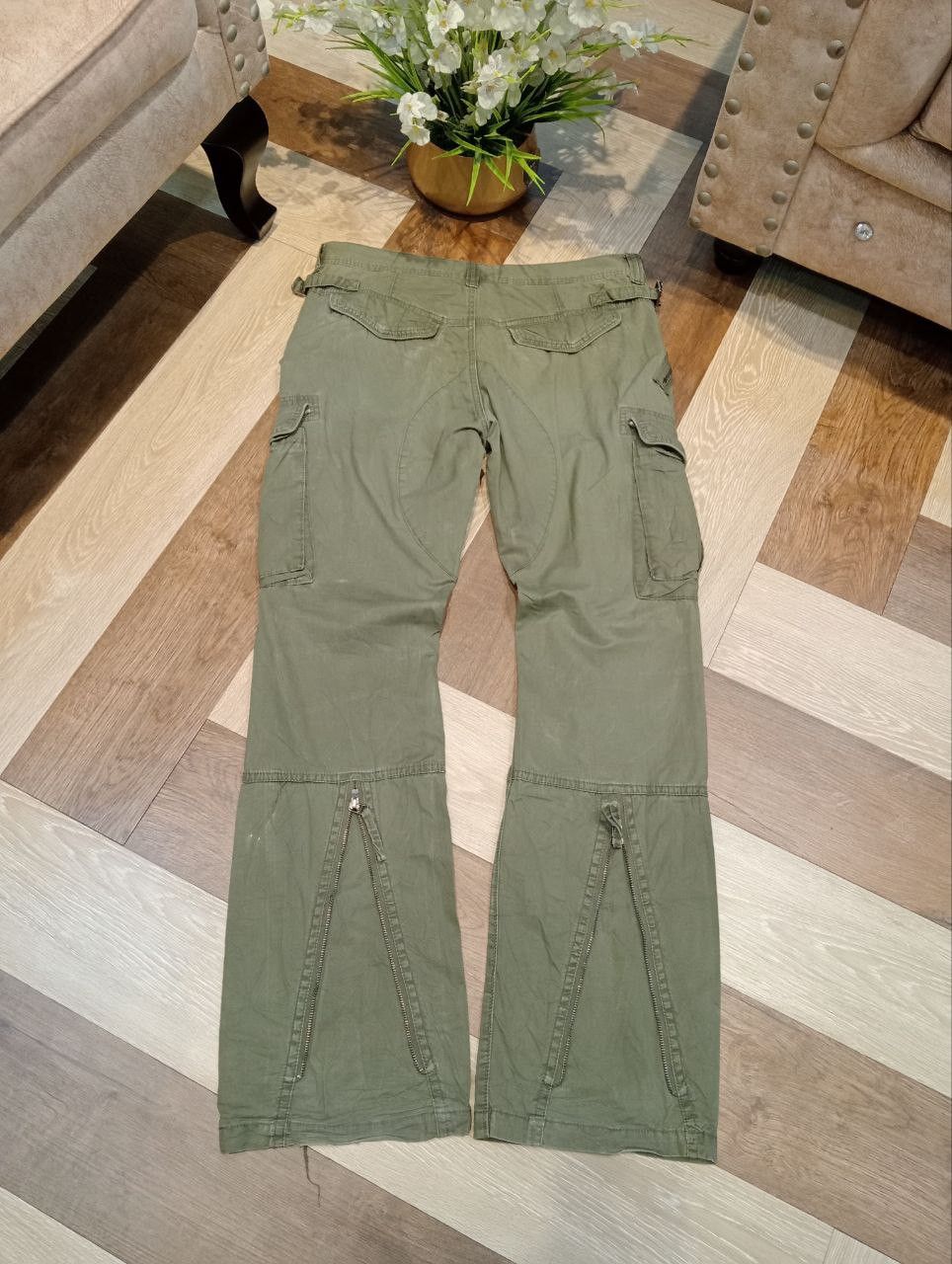 JACKROSE JACKROSE JAPAN FLARED CARGO PANTS SIZE 33 GREEN ARMY Size US 33 - 7 Thumbnail