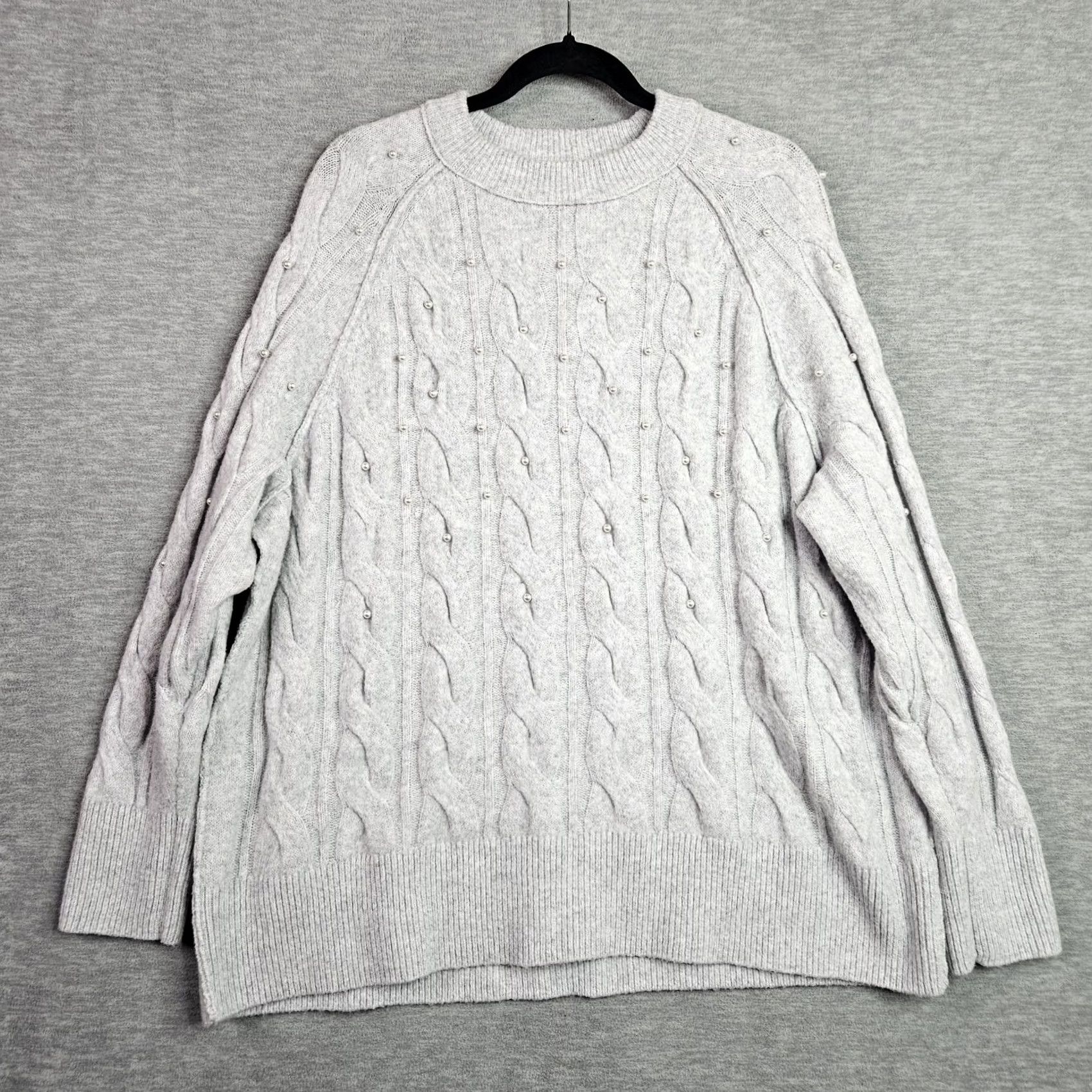 Vintage AERIE Cable Pearl Crew Neck Long Sleeve Sweater M NEW Ivory Women's Knit Cardigan Slim Relaxed Fit Size M / US 6-8 / IT 42-44 - 2 Thumbnail
