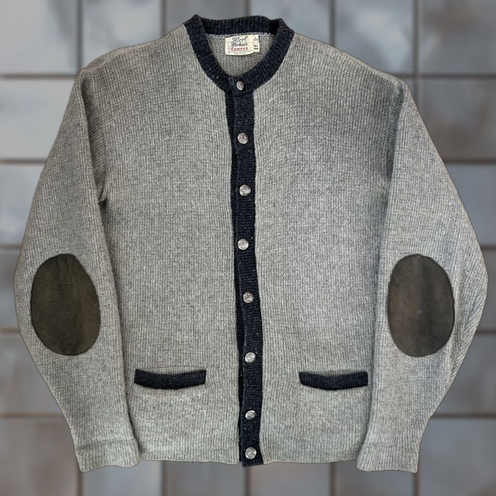 Vintage VINTAGE Campus Mohair Cardigan Large Gray 70s Wool Sweater Grunge Punk Mens Cardigan Knit Size US L / EU 52-54 / 3 - 1 Thumbnail