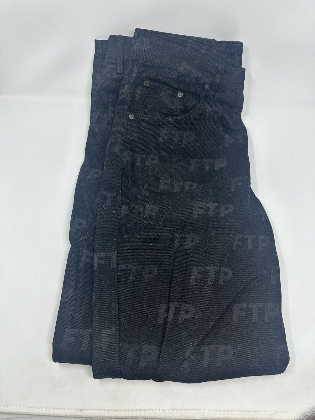 image of Fuck The Population Ftp All Over Denim Pant in Black, Men's (Size 36)