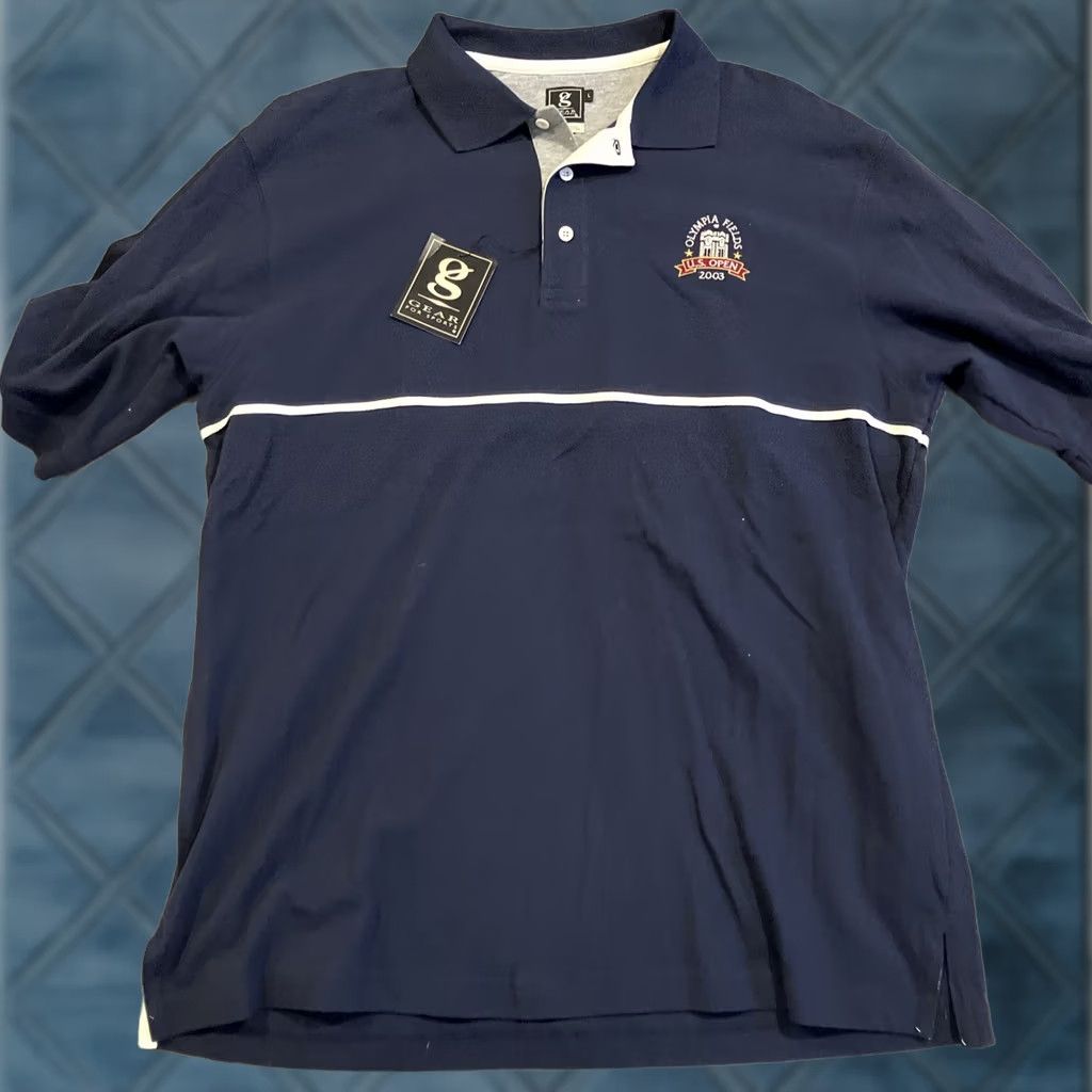Vintage VINTAGE GEAR FOR SPORTS Polo Shirt Men Large Navy Golf 2003 US Open Olympia Fields NWT Rare Size US L / EU 52-54 / 3 - 1 Thumbnail