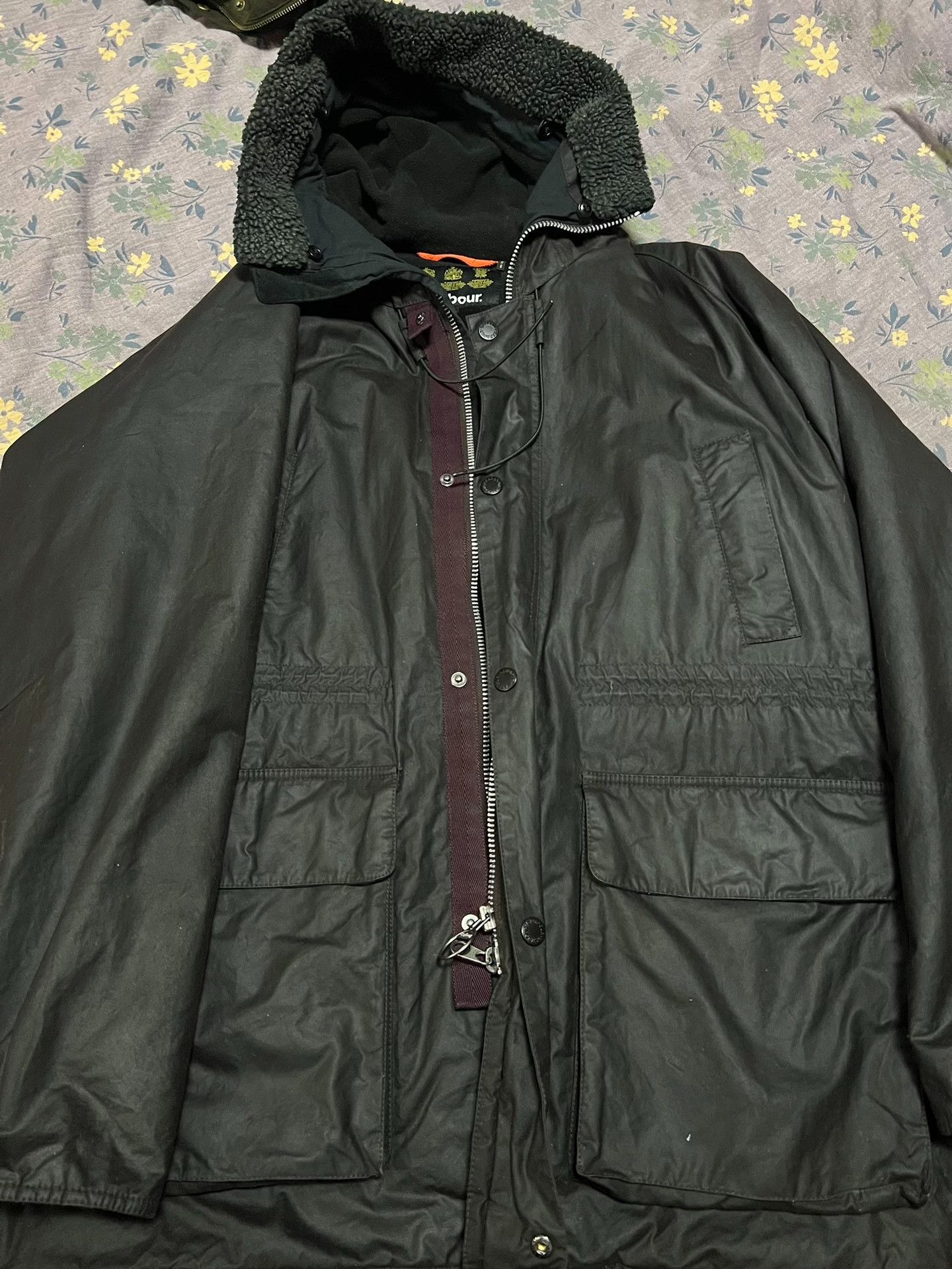 Barbour Barbour Mid-Length Hooded Waxed Cotton Coat Size US XL / EU 56 / 4 - 1 Thumbnail