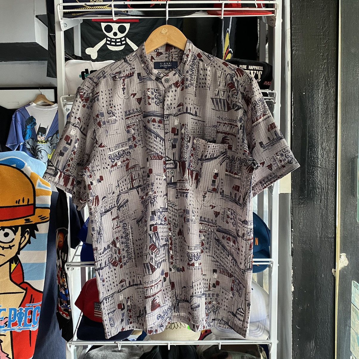 Rare 90s Abstract Gianni Valentino Chinese Collar Shirts