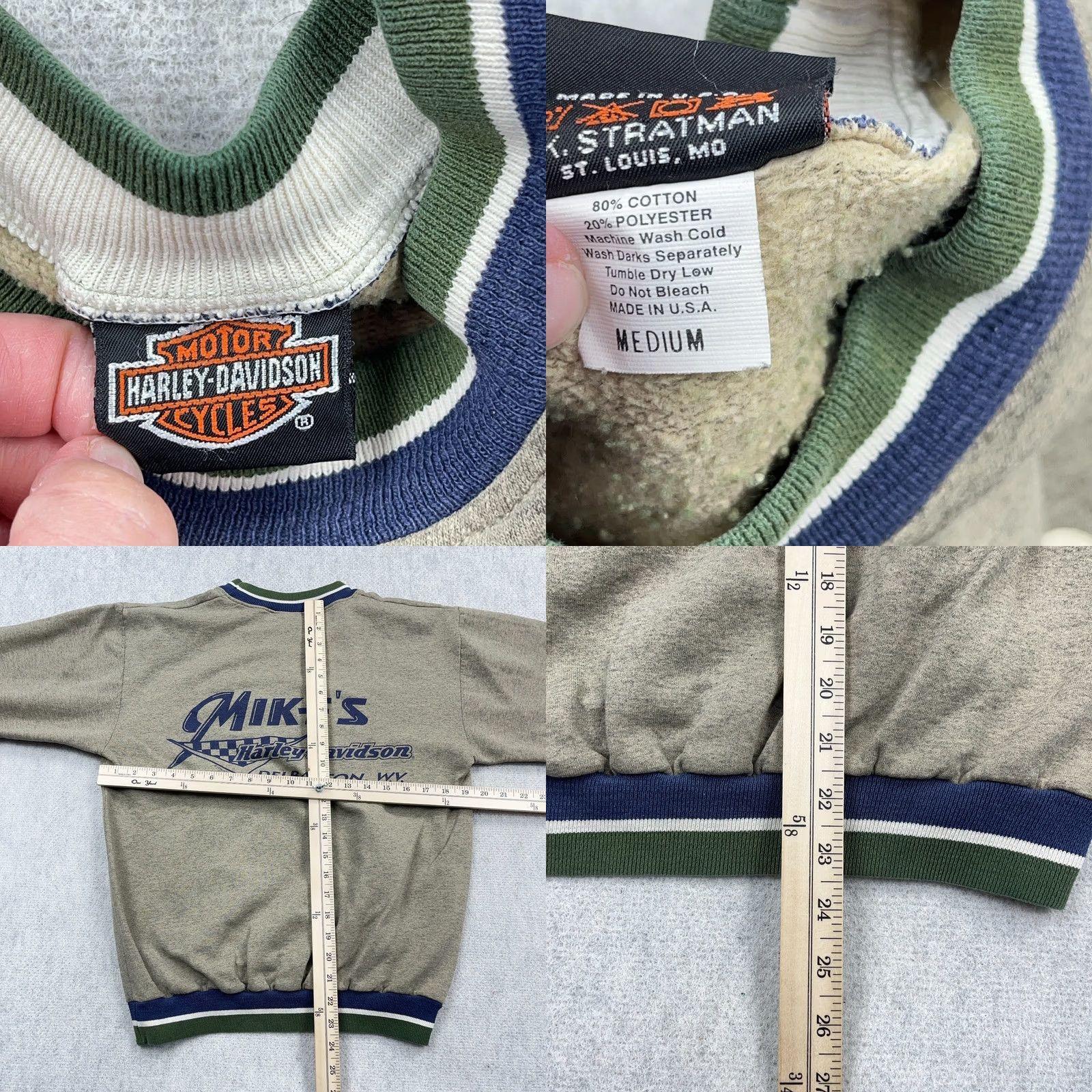 Harley Davidson VINTAGE Harley Davidson Sweatshirt Men Medium Green Crewneck Spellout 90s USA Size US M / EU 48-50 / 2 - 8 Thumbnail