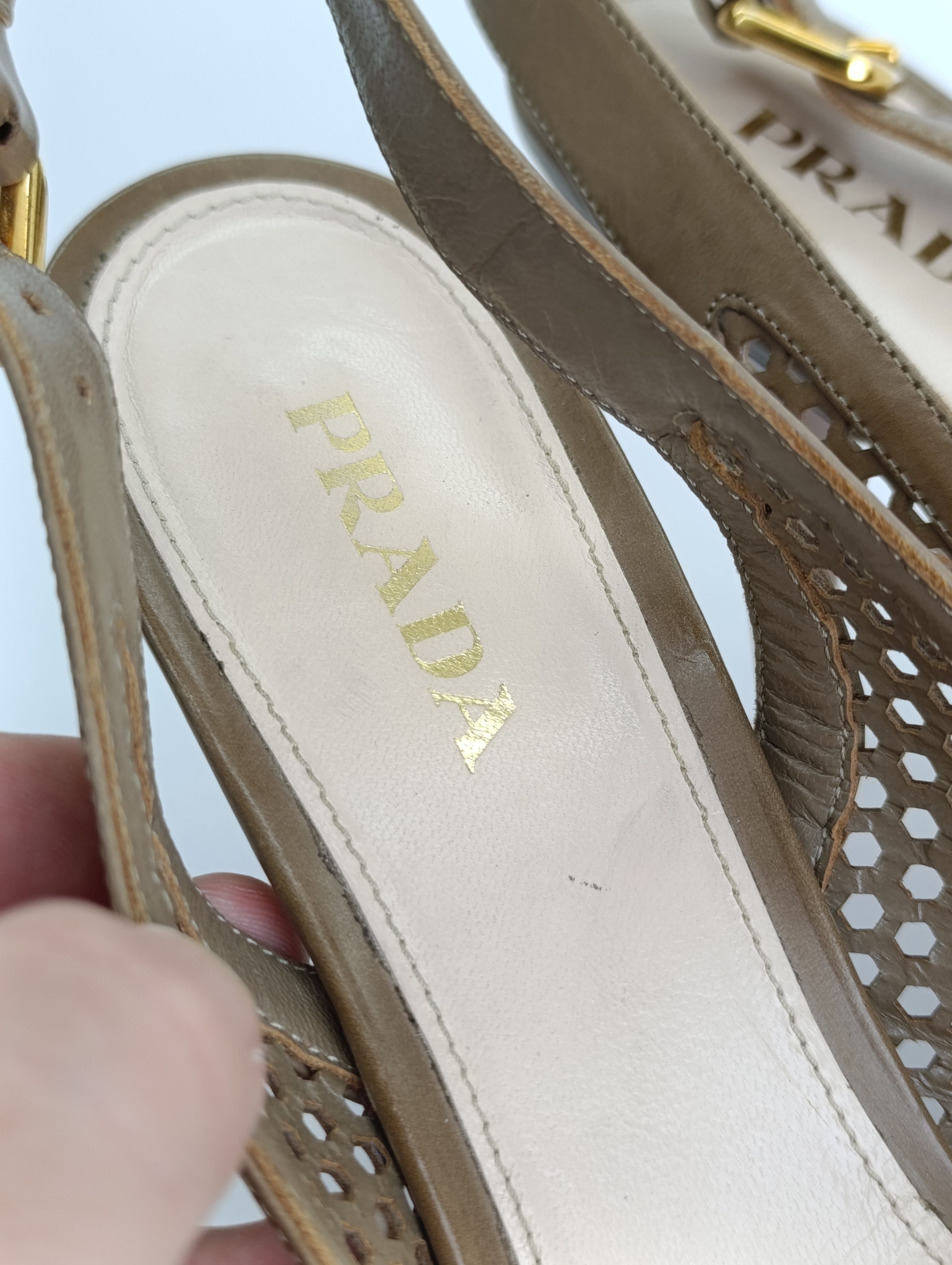 Prada PRADA TORTILLA LEATHER LASER CUT SLINGBACK SANDALS Size US 10.5 / IT 40.5 - 16 Thumbnail