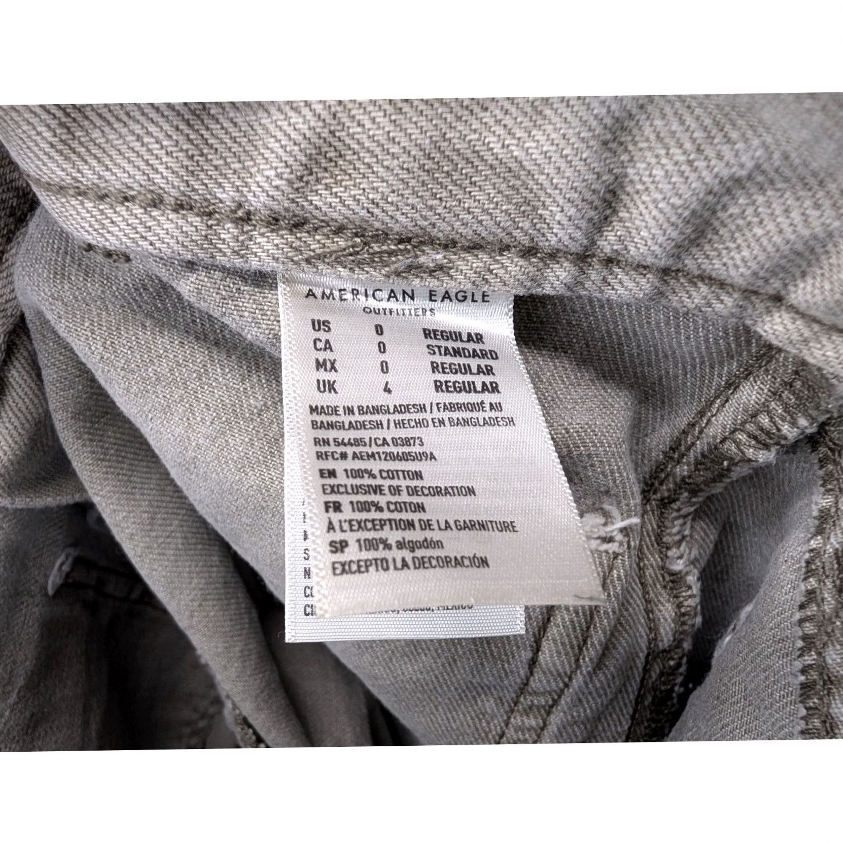 Vintage American Eagle Womens Gray Denim Wide-Leg Cropped Button Fly Jeans Size 0 Size 25" / US 0 / IT 36 - 5 Thumbnail