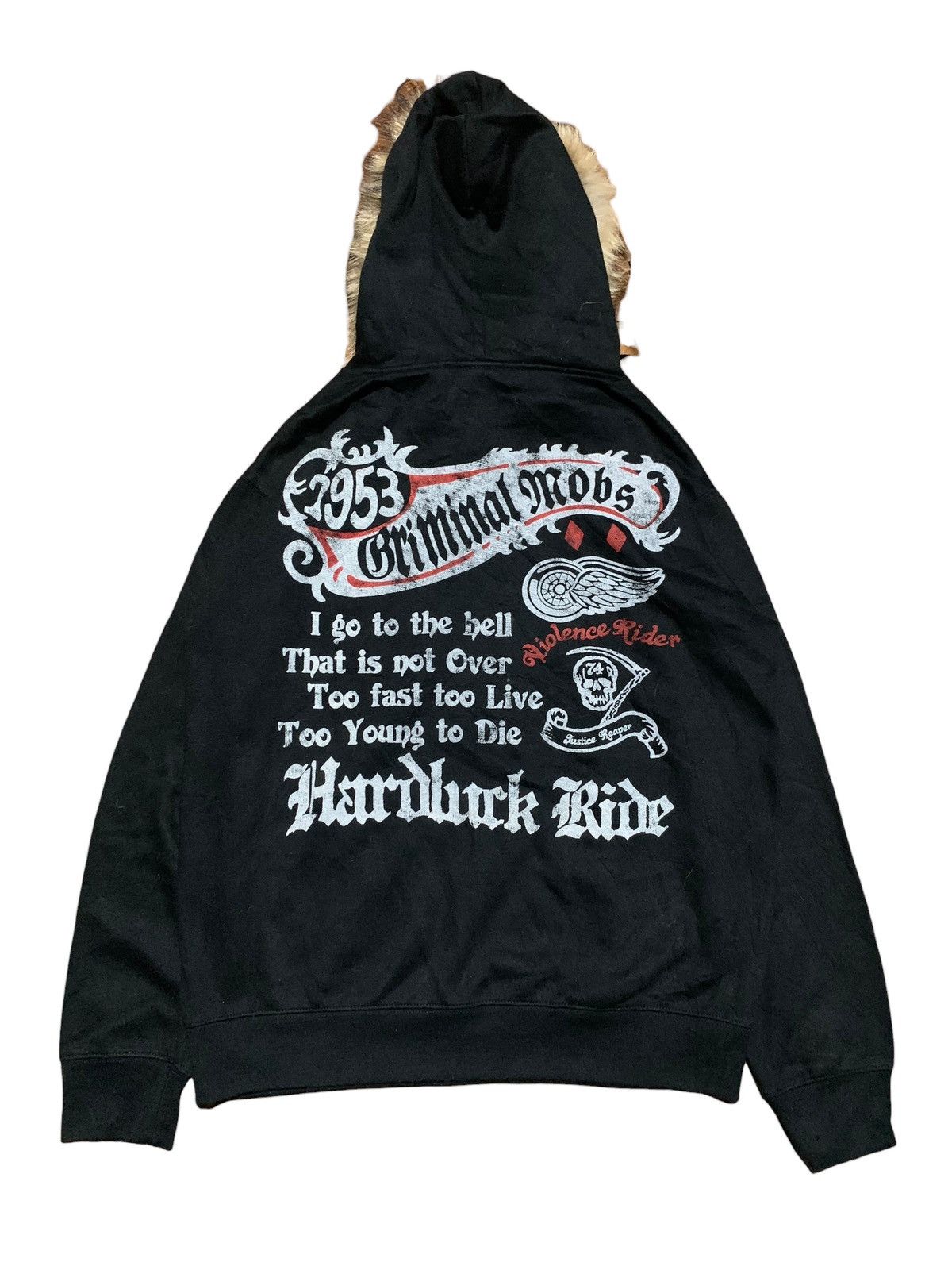 If Six Was Nine LOOK HEAVEN CRIMINAL MOBS SKULL POEM PULLOVER FUR HOODIE Size US L / EU 52-54 / 3 - 5 Thumbnail