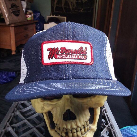 Other DS Vintage McDonald Wholesale Denim Patch Snap Trucker Hat Size ONE SIZE - 1 Thumbnail