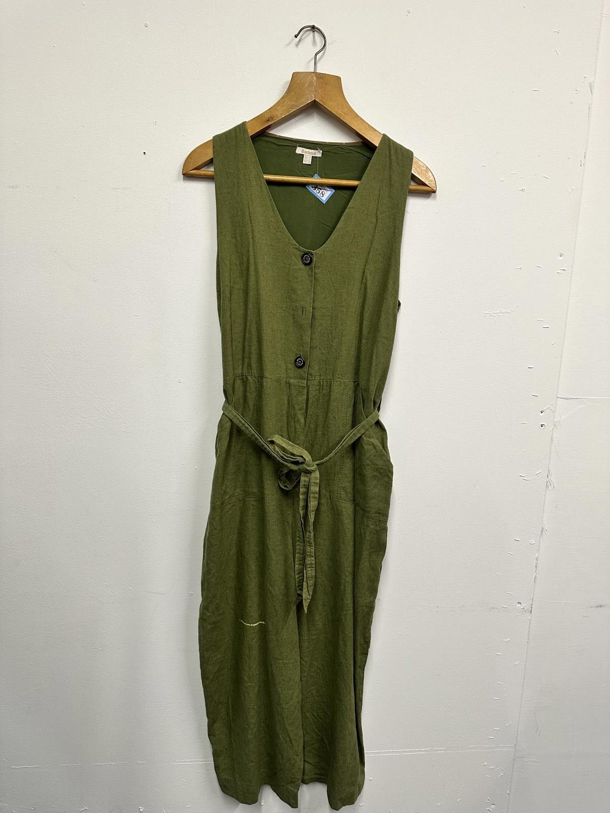 Barbour Barbour Olive Green Sleeveless Buttoned Dress with Waist Tie Size 34" / US 12 / IT 48 - 1 Thumbnail