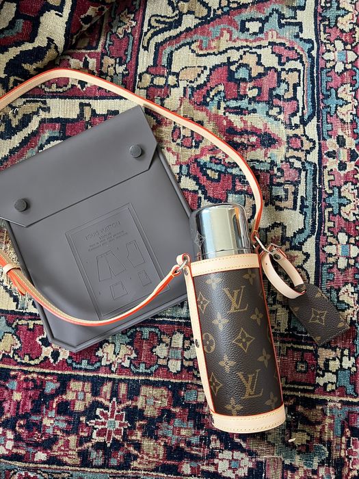 Louis Vuitton Monogram Flask Holder Thermos with Case Water Bottle
