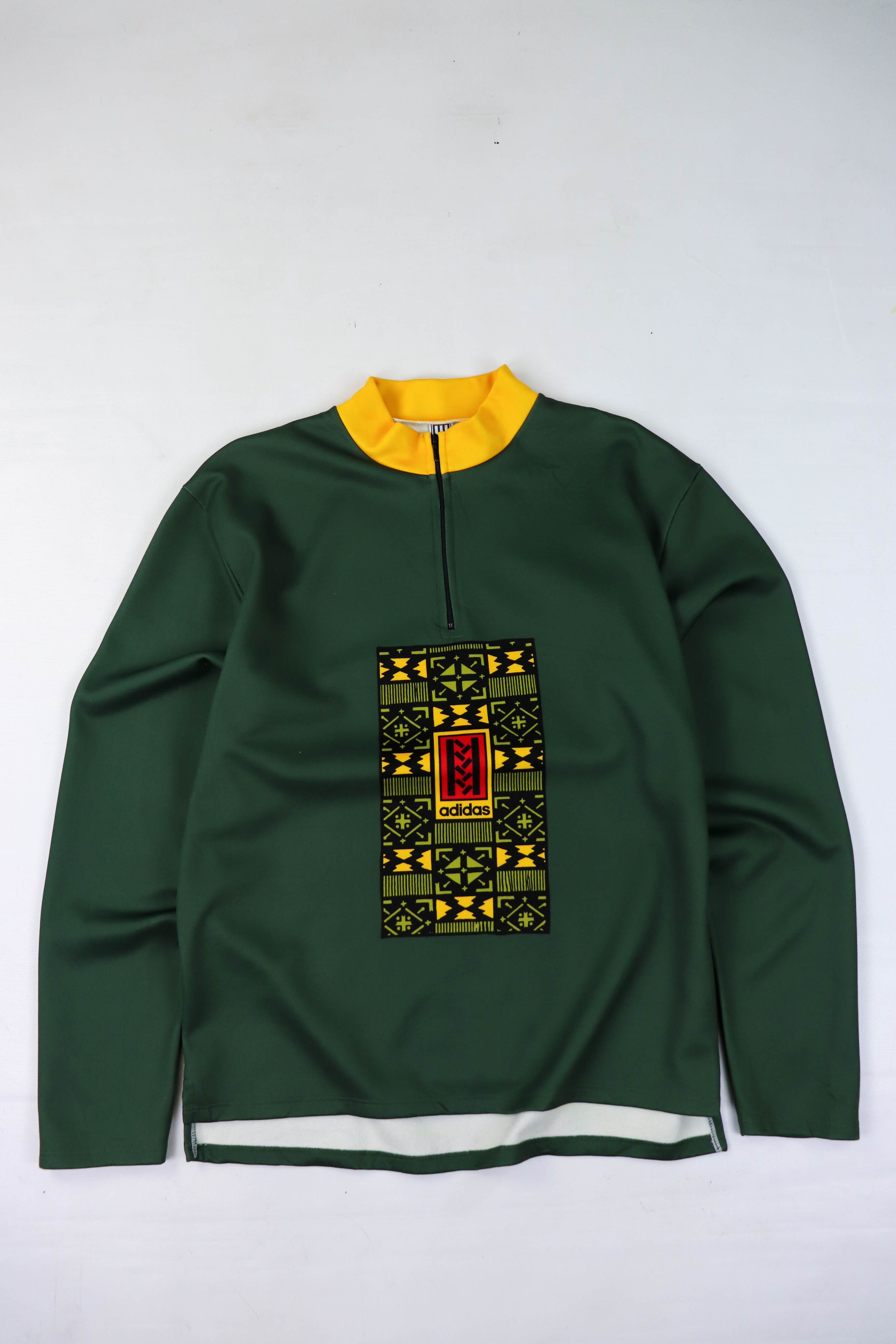 Vintage Adidas Green Cycling Graphics Long Sleeve Jersey