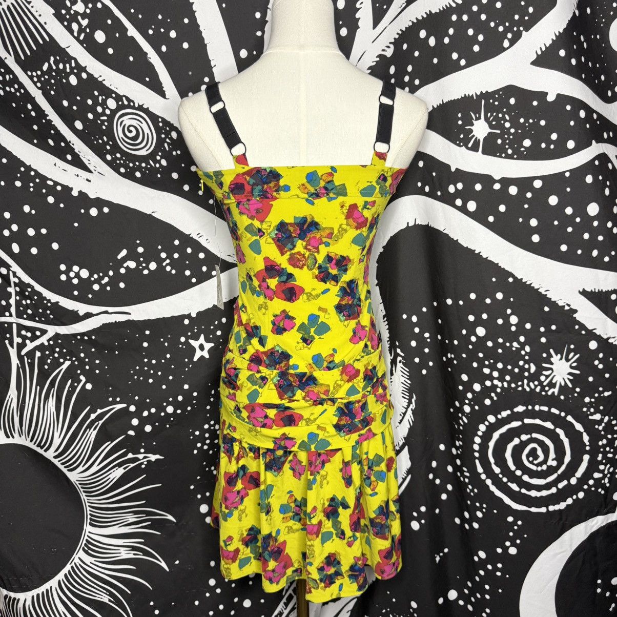 Other Rachel Rachel Roy Chartreuse Yellow Floral Drop Waist Ruffle Size XS / US 0-2 / IT 36-38 - 3 Thumbnail