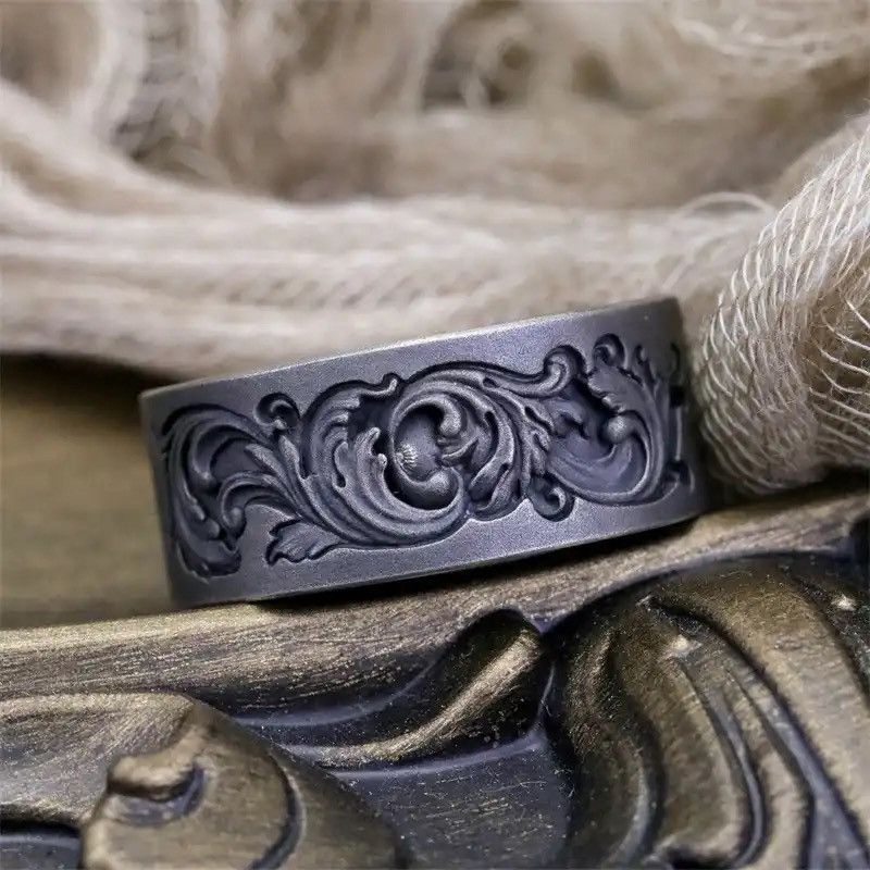 Designer × Jewelry × Vintage Dark Black Wave Ultra Fine Grain Sandblasted Eyes Design Size ONE SIZE - 6 Thumbnail