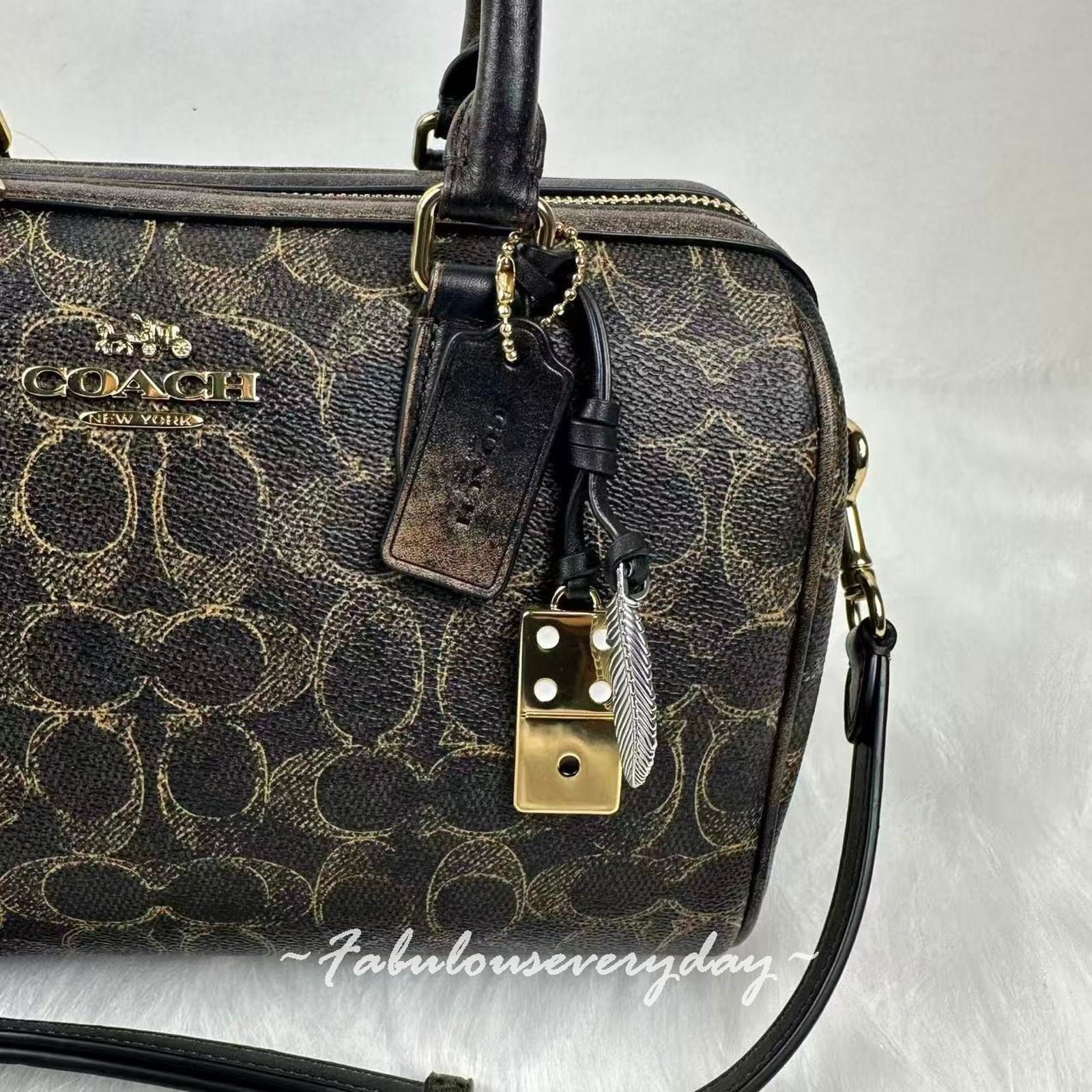Coach Coach Rowan Satchel Loved Signature Canvas Charms Gold/Brown Size ONE SIZE - 5 Thumbnail
