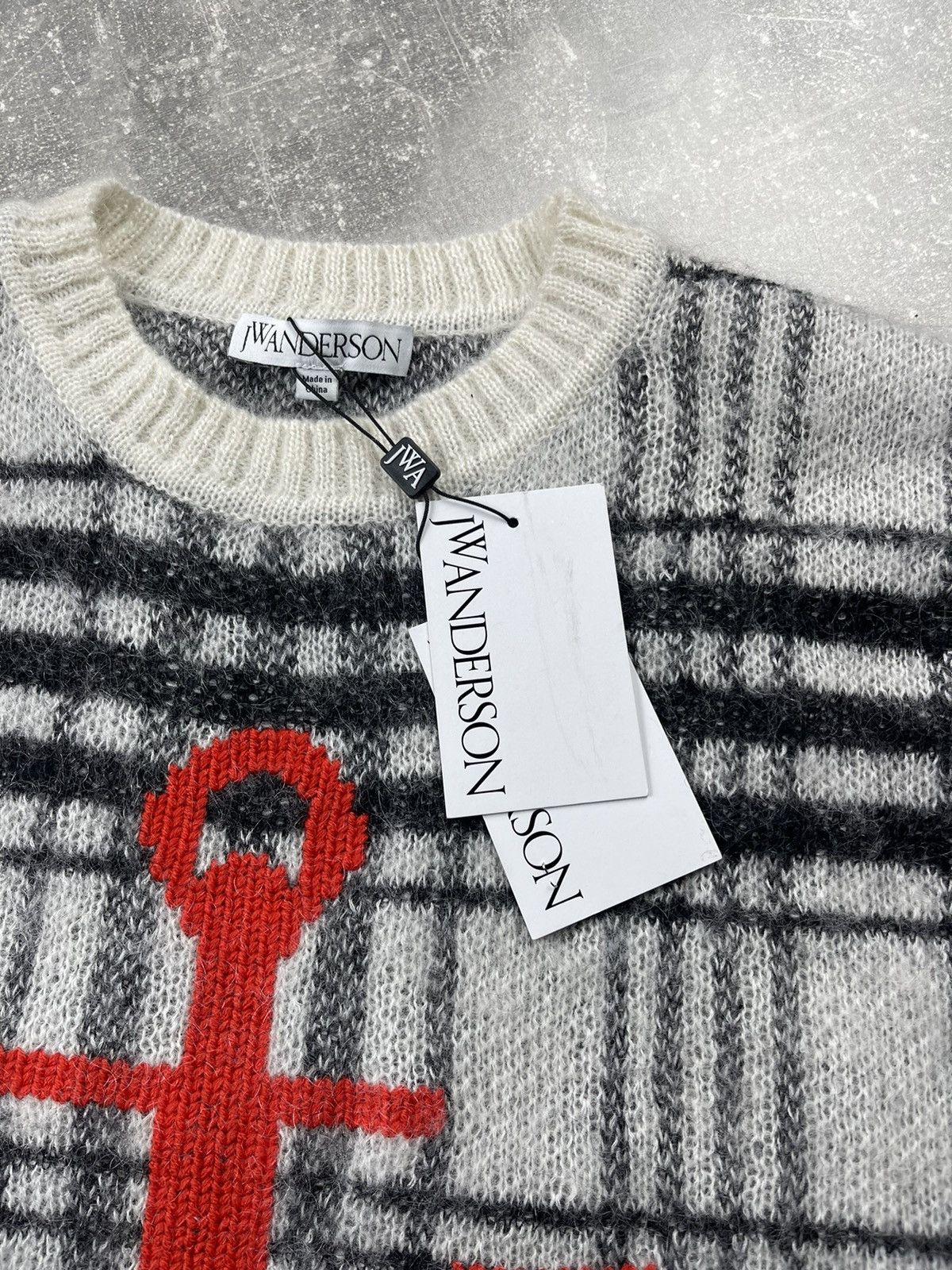 JW Anderson JW Anderson Anchor Logo Plaid Mohair Wool Sweater Size US L / EU 52-54 / 3 - 10 Thumbnail