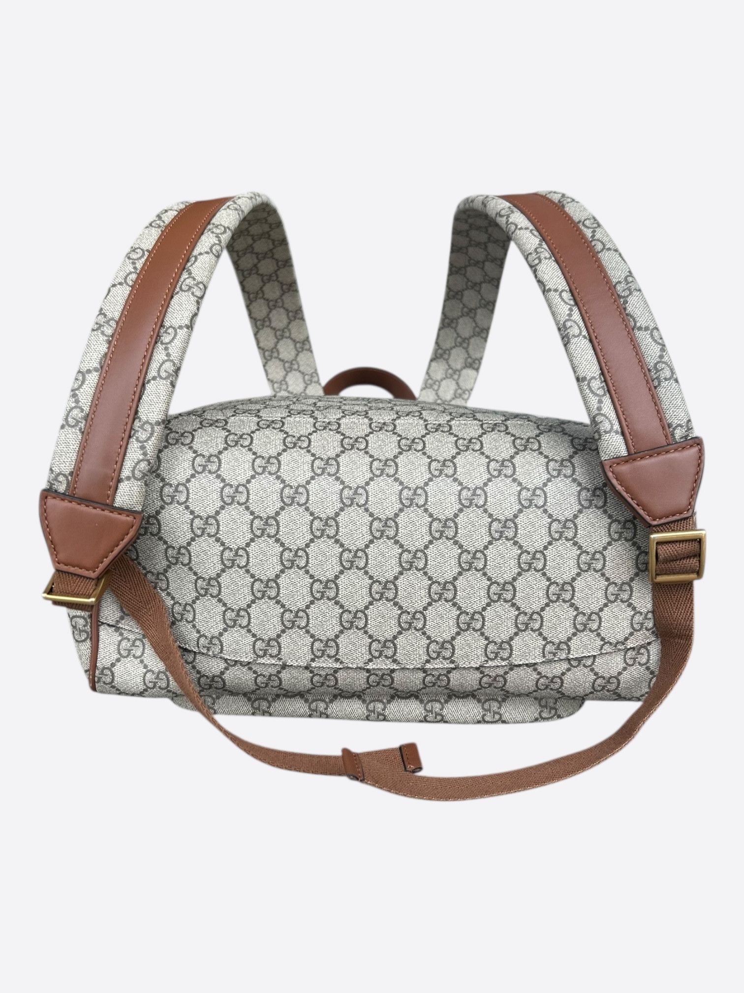 Gucci Gucci Beige & Brown GG Monogram Emblem Backpack Size ONE SIZE - 5 Thumbnail