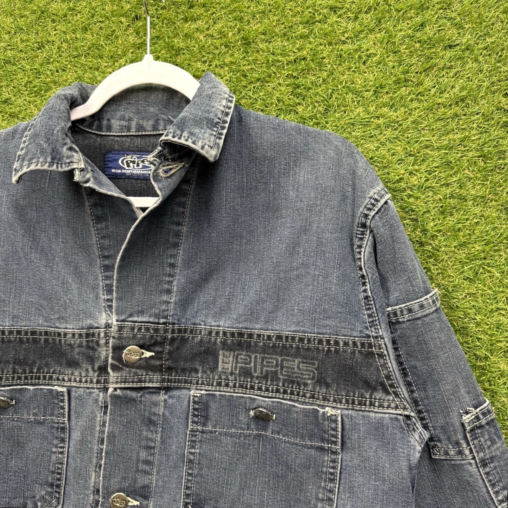 Lee VINTAGE Lee Pipes Jacket Men S Denim Blue 90s Grunge BMX Skateboarding Outdoor Hip Hop Hipster Size US 29 - 3 Thumbnail