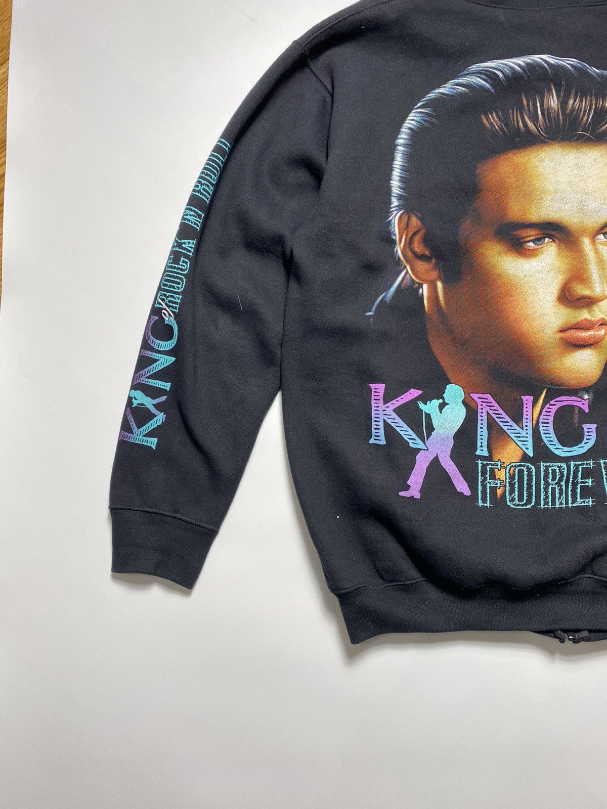 Band Tees × Vintage Vintage 90s Elvis Presley King Forever oversized hoodie Size US XL / EU 56 / 4 - 2 Thumbnail