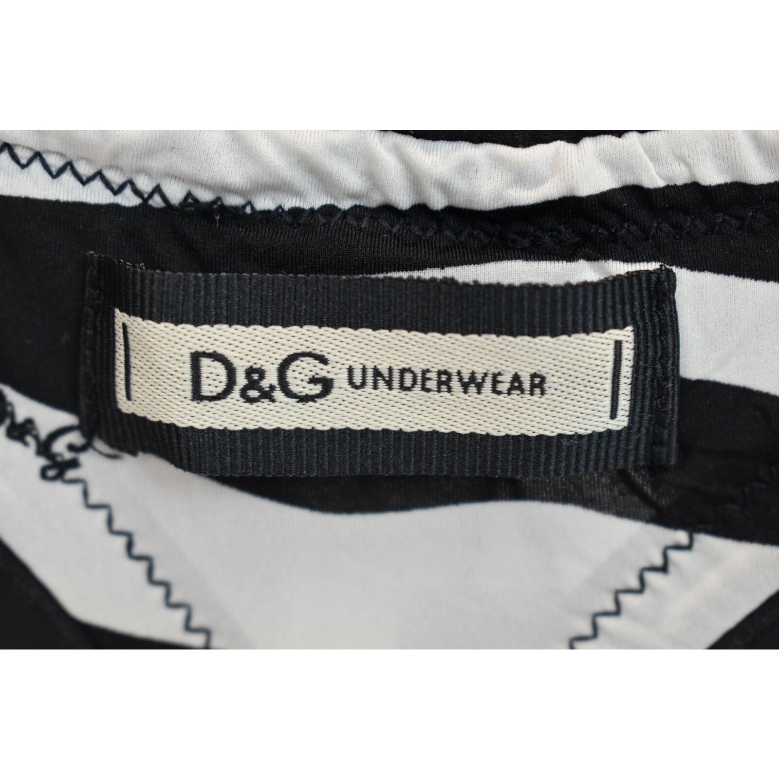 Dolce & Gabbana DOLCE GABBANA BLACK WHITE PRINT LOGO THONG UNDERWEAR XS Size ONE SIZE - 5 Thumbnail