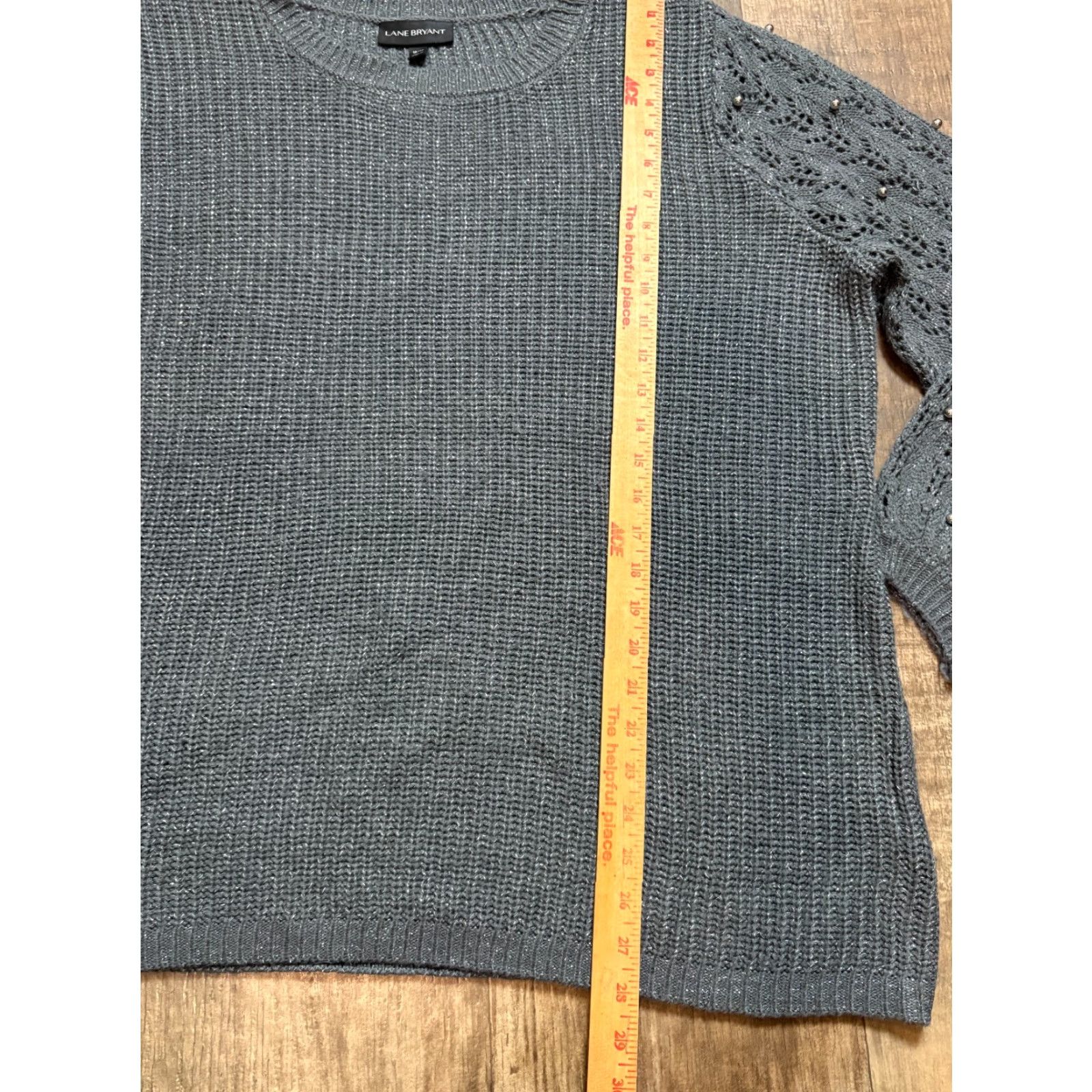 Vintage Lane Bryant Sweater Womens 18/20 Silver Knit Beaded Long Sleeve Pullover Size XXL / US 16-18 / IT 52-54 - 4 Thumbnail