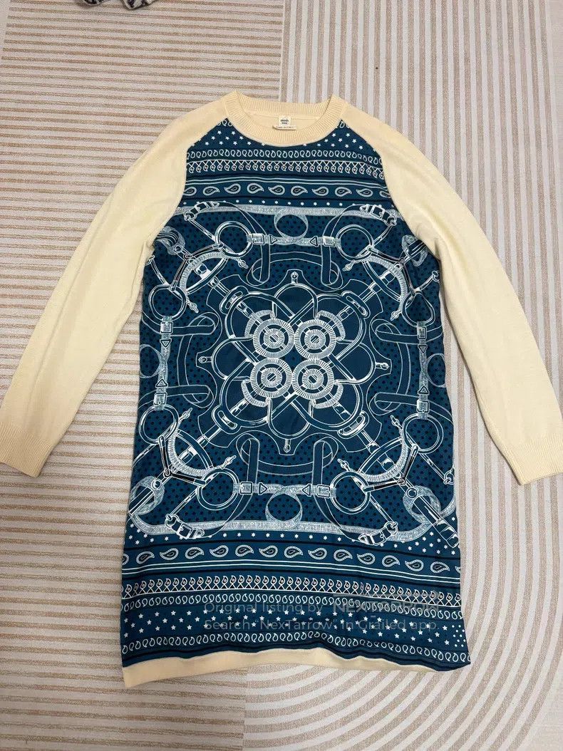 Hermes Hermes Silk Patchwork Printed Long Sleeve Dress Size XS / US 0-2 / IT 36-38 - 1 Thumbnail